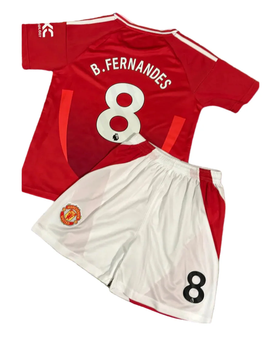 B Fernandes 8 Kids Toddler & Youth Man Soccer Jersey Kit - Image 3