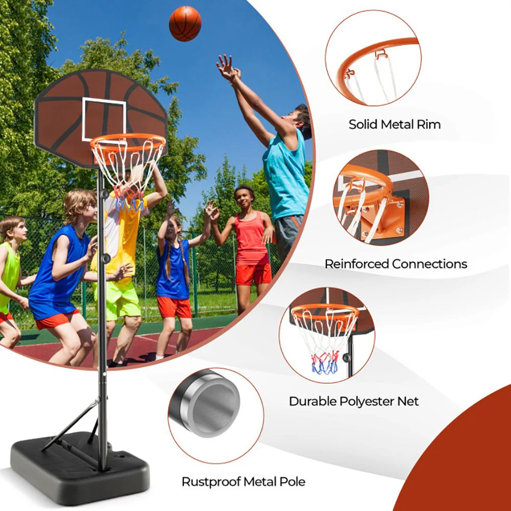 Kids Adjustable Basketball Hoop 5.6-6.5 Feet with Shatterproof Backboard - Image 10