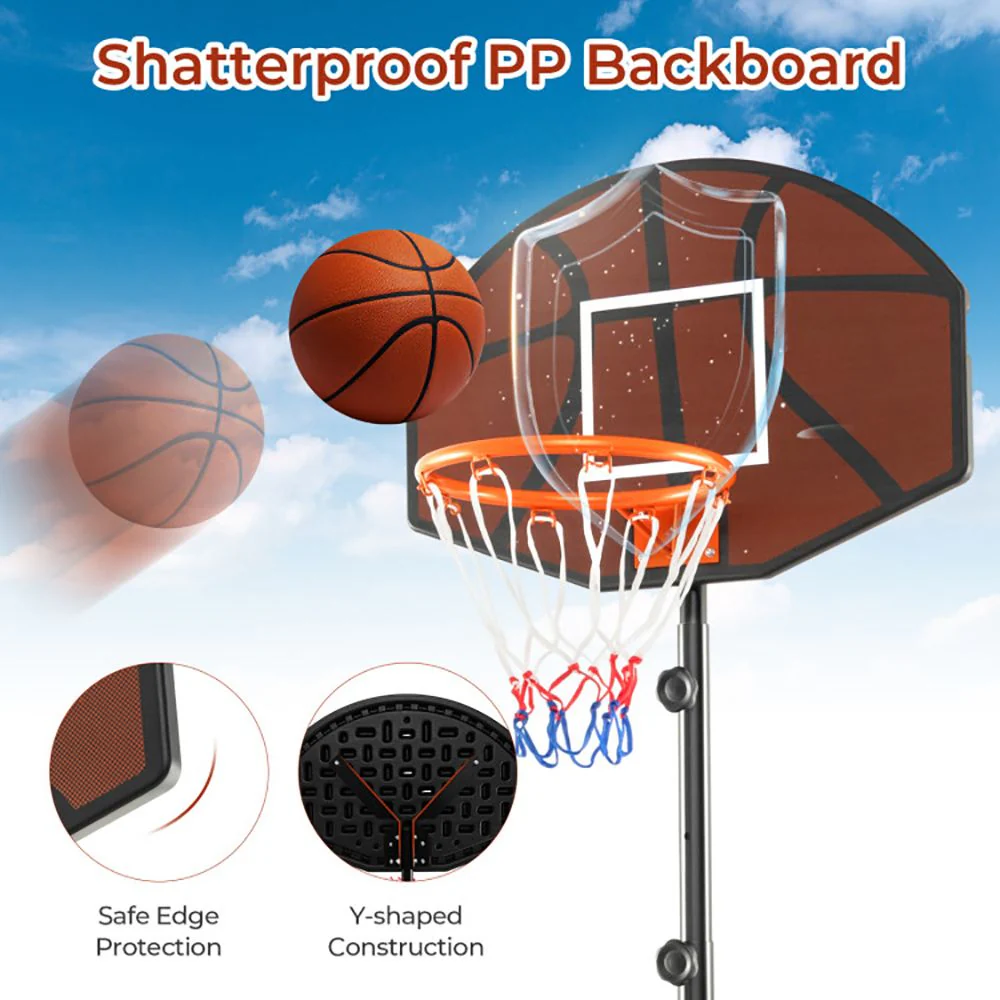 Kids Adjustable Basketball Hoop 5.6-6.5 Feet with Shatterproof Backboard - Image 8