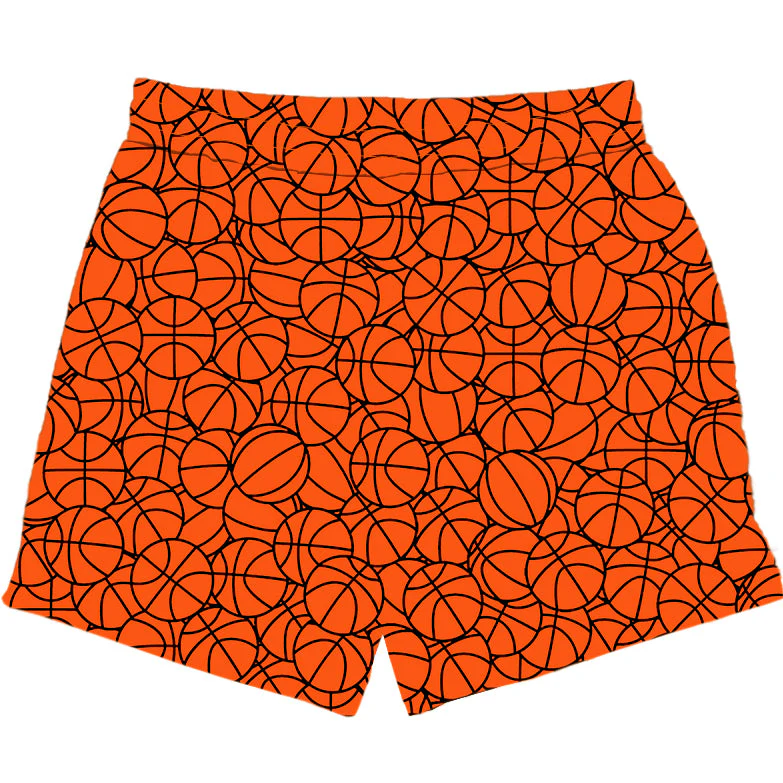 Basketball Pattern Orange Shorts - Image 2
