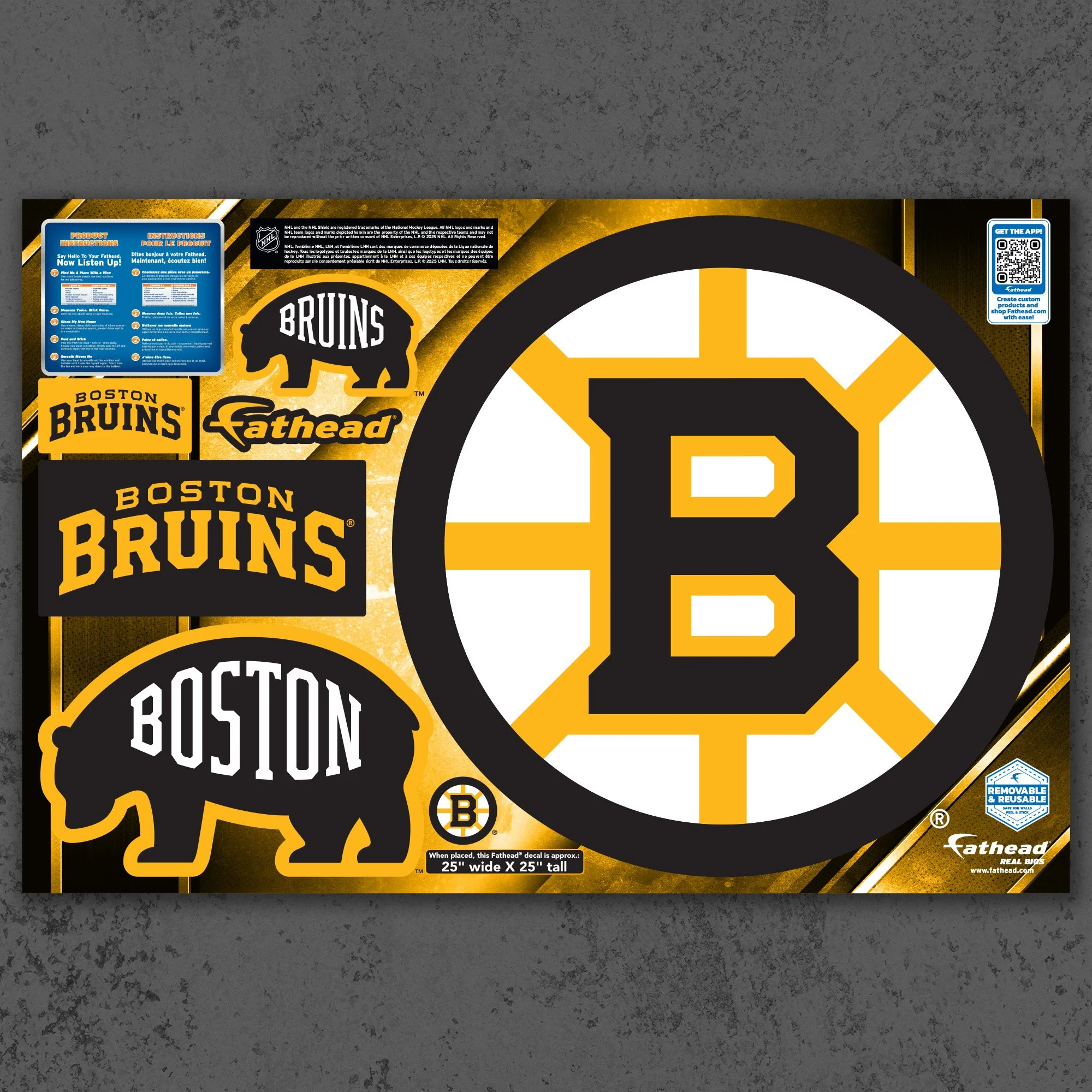 Boston Bruins Official NHL Reusable Vinyl Wall Decals - Image 5