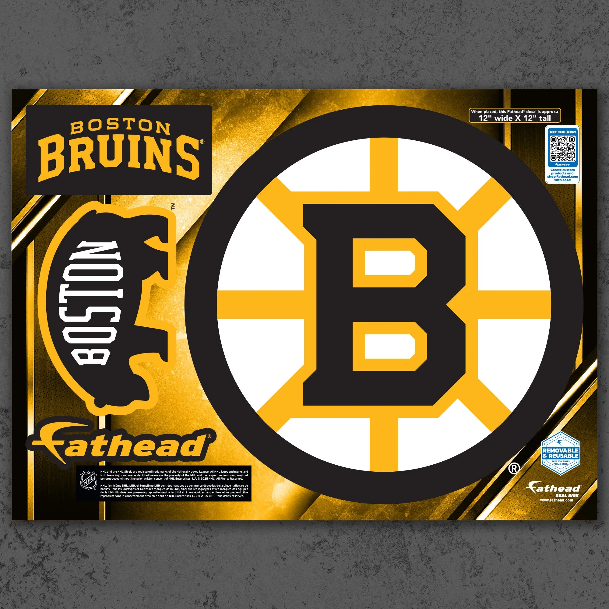 Boston Bruins Official NHL Reusable Vinyl Wall Decals - Image 7
