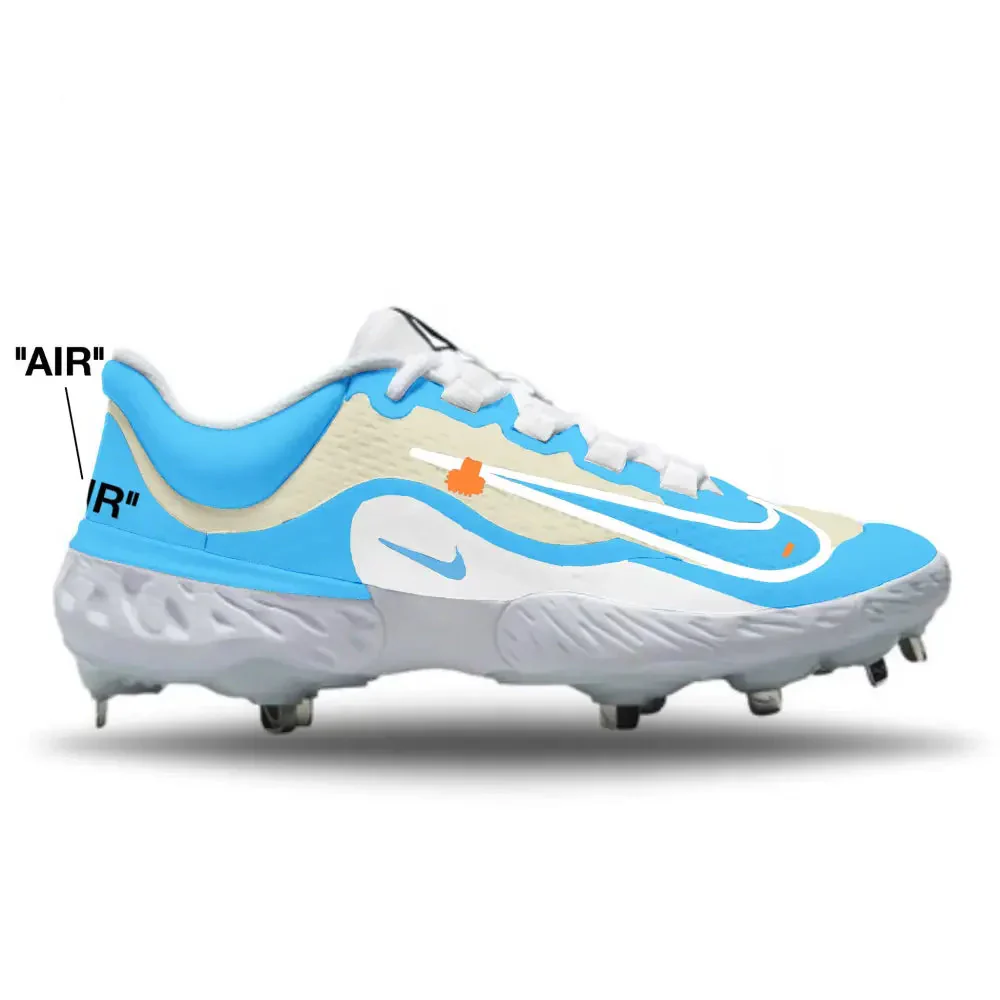 "Carolina Blue OW" Nike Alpha Huarache Elite 4 Low Cleats - Image 2