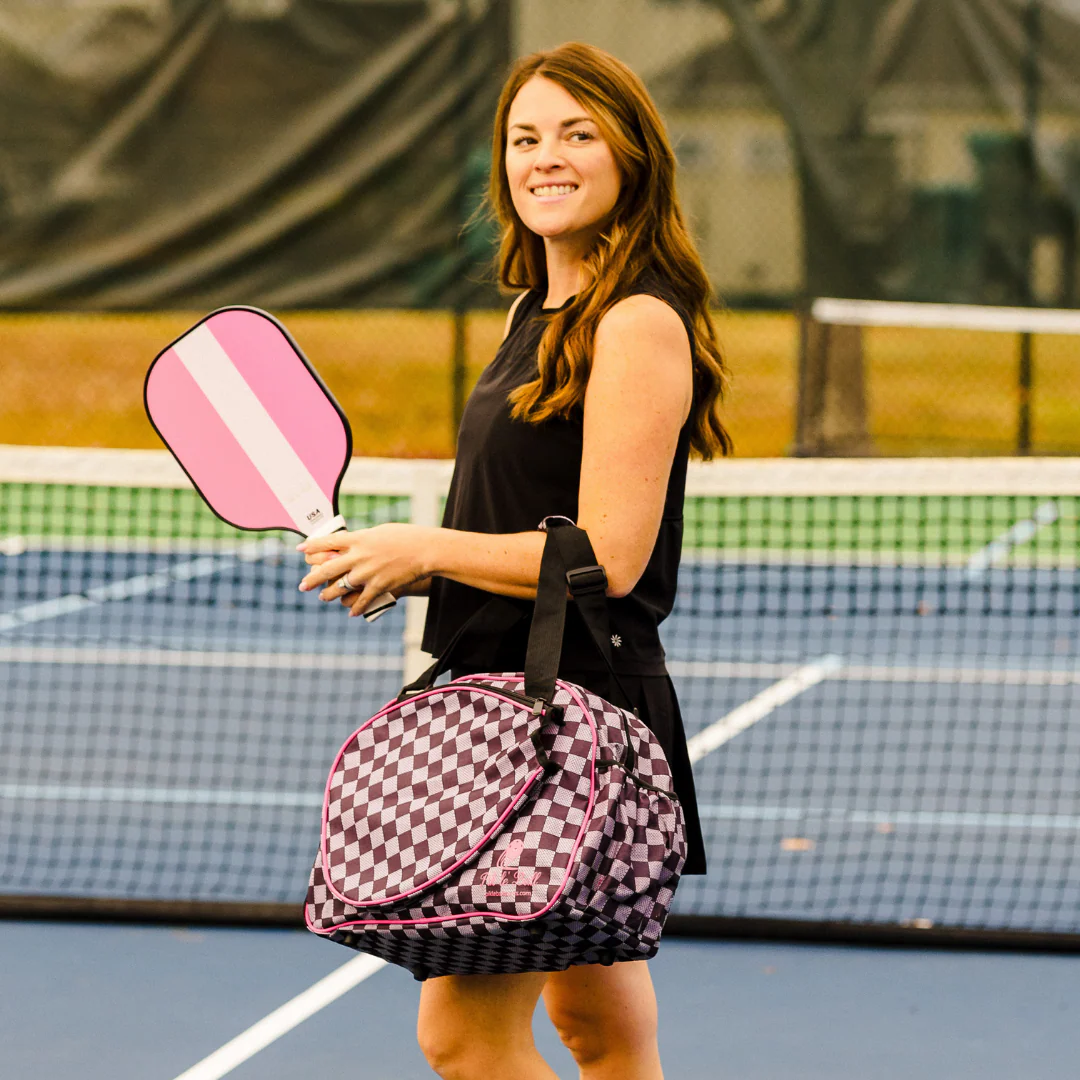 Checkered Chic Black Premium Women's Pickleball Bag - Image 2