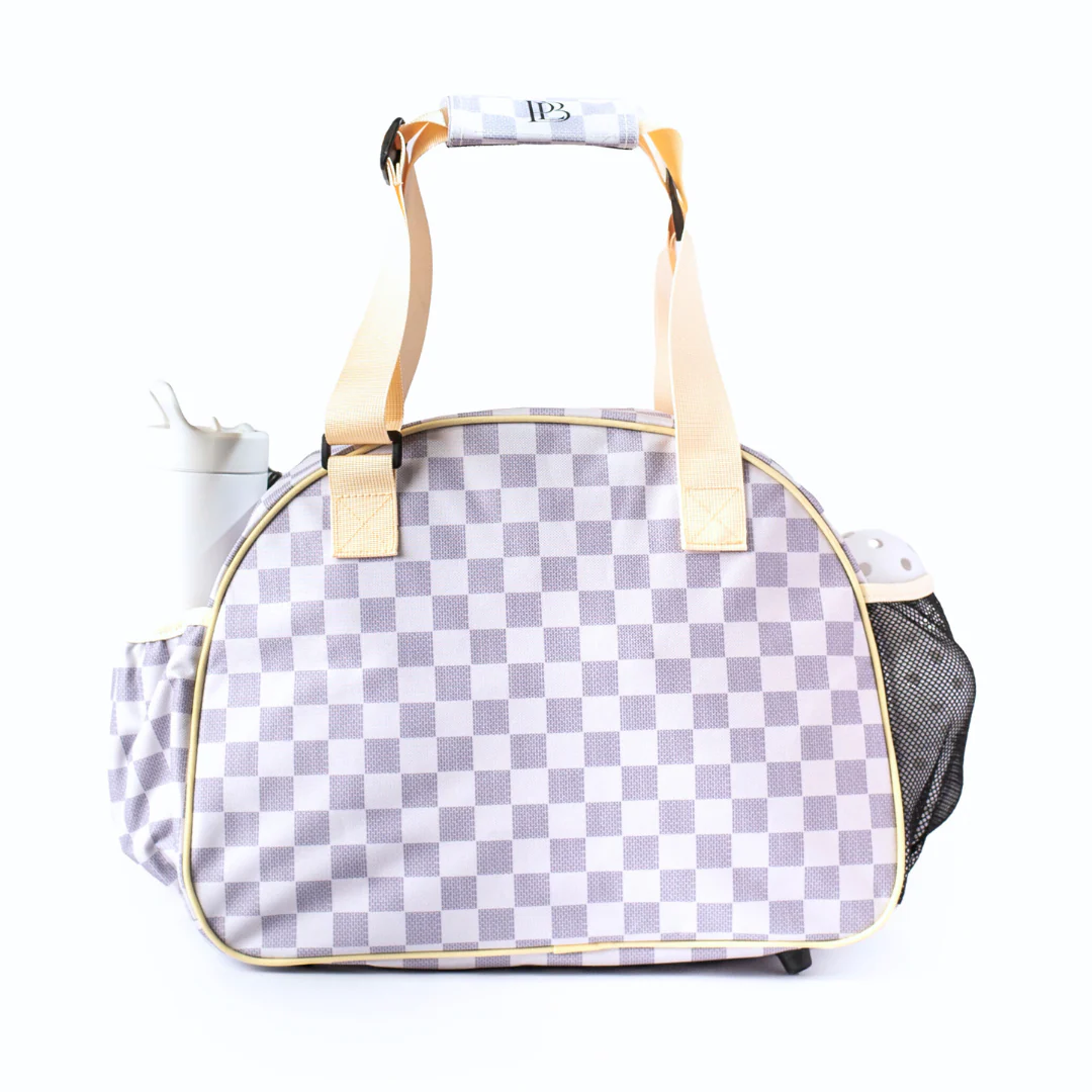 Checkered Chic Tan Premium Women's Pickleball Bag - Image 4