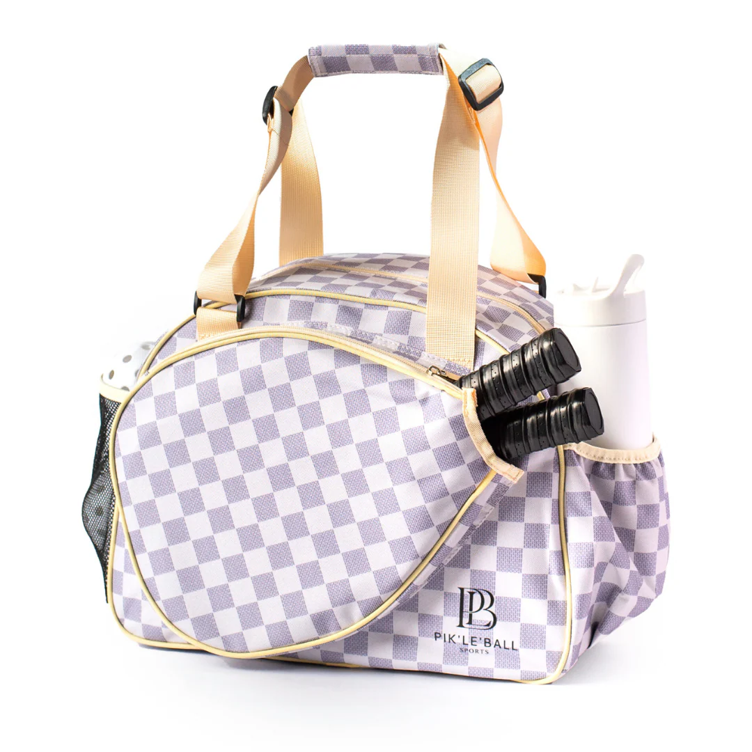 Checkered Chic Tan Premium Women's Pickleball Bag - Image 5