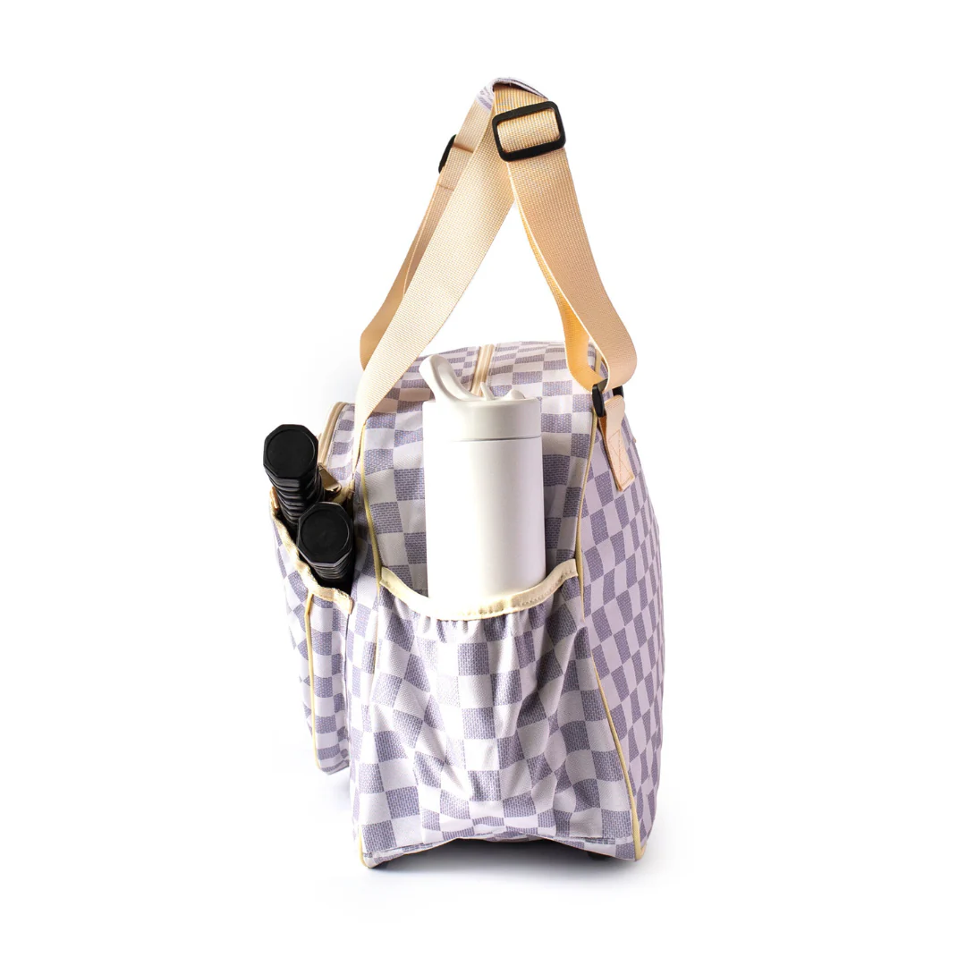 Checkered Chic Tan Premium Women's Pickleball Bag - Image 6