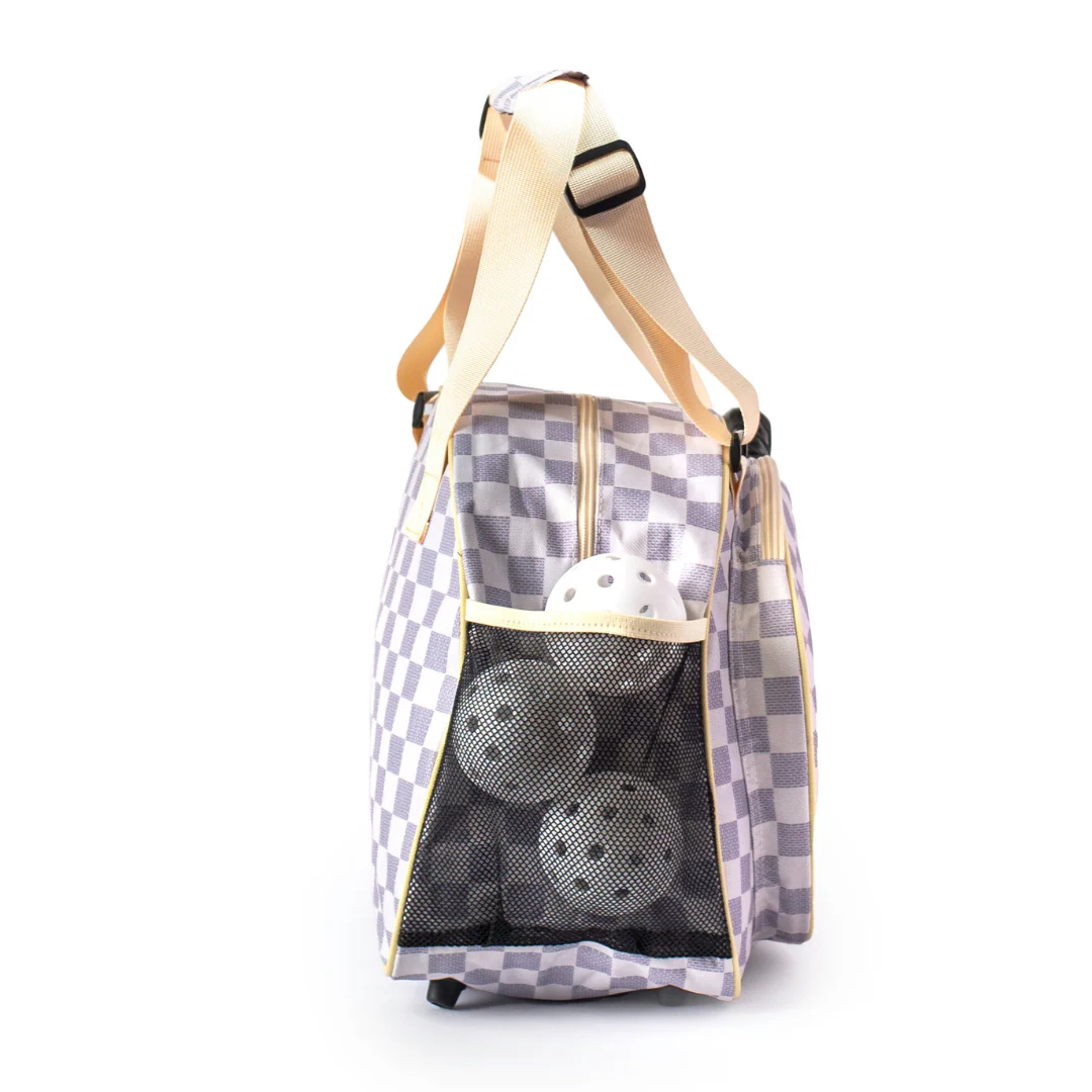 Checkered Chic Tan Premium Women's Pickleball Bag - Image 7
