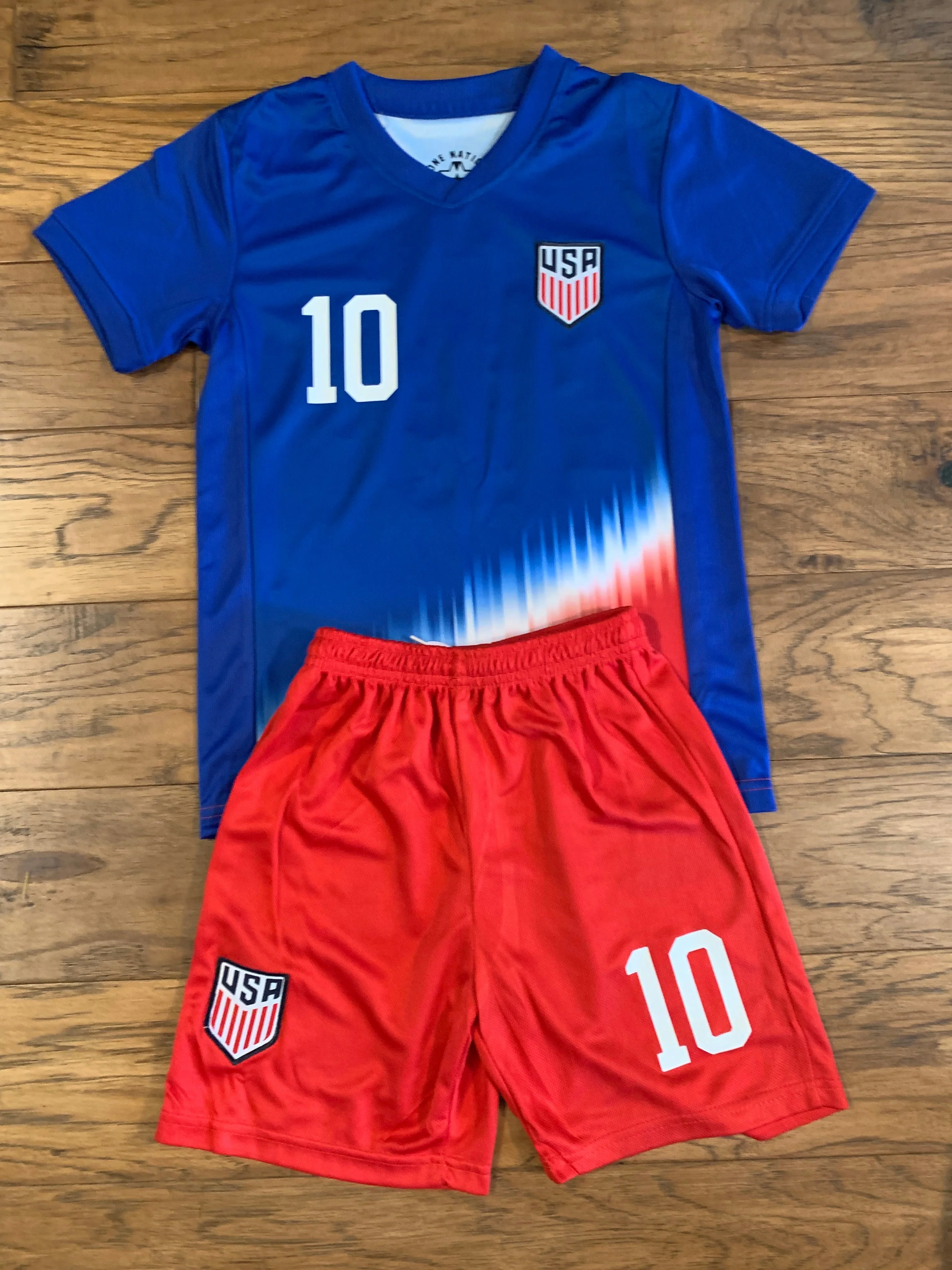 Christian Pulisic Usa 2024 Kids Youth Soccer Jersey Kit 2 Piece Set - Image 5