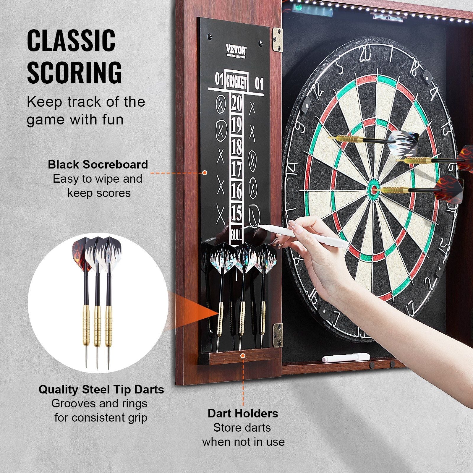 Official Size Dartboard & Cabinet Set - Image 4