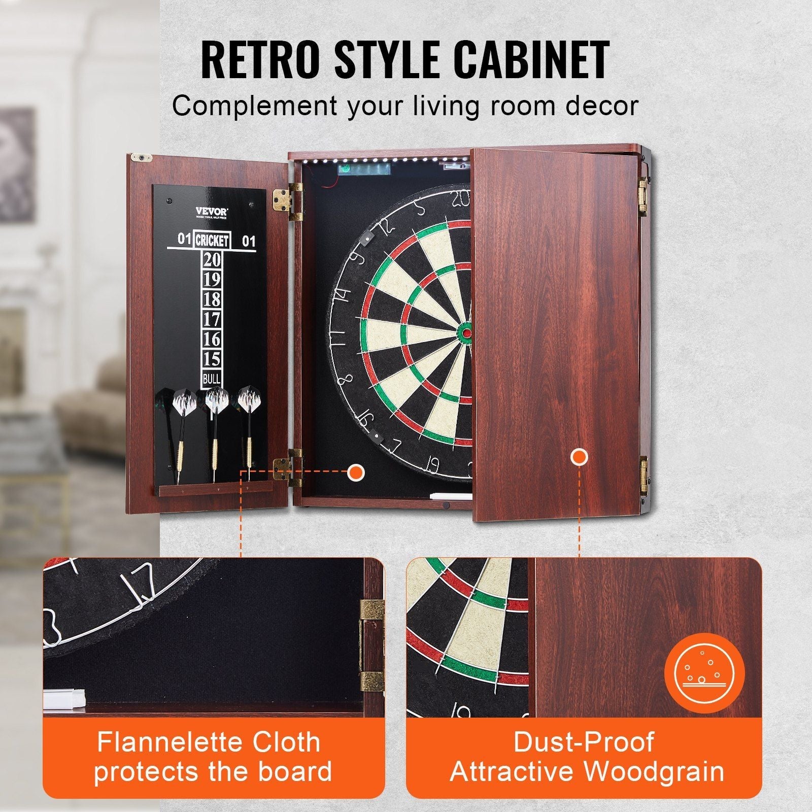 Official Size Dartboard & Cabinet Set - Image 5