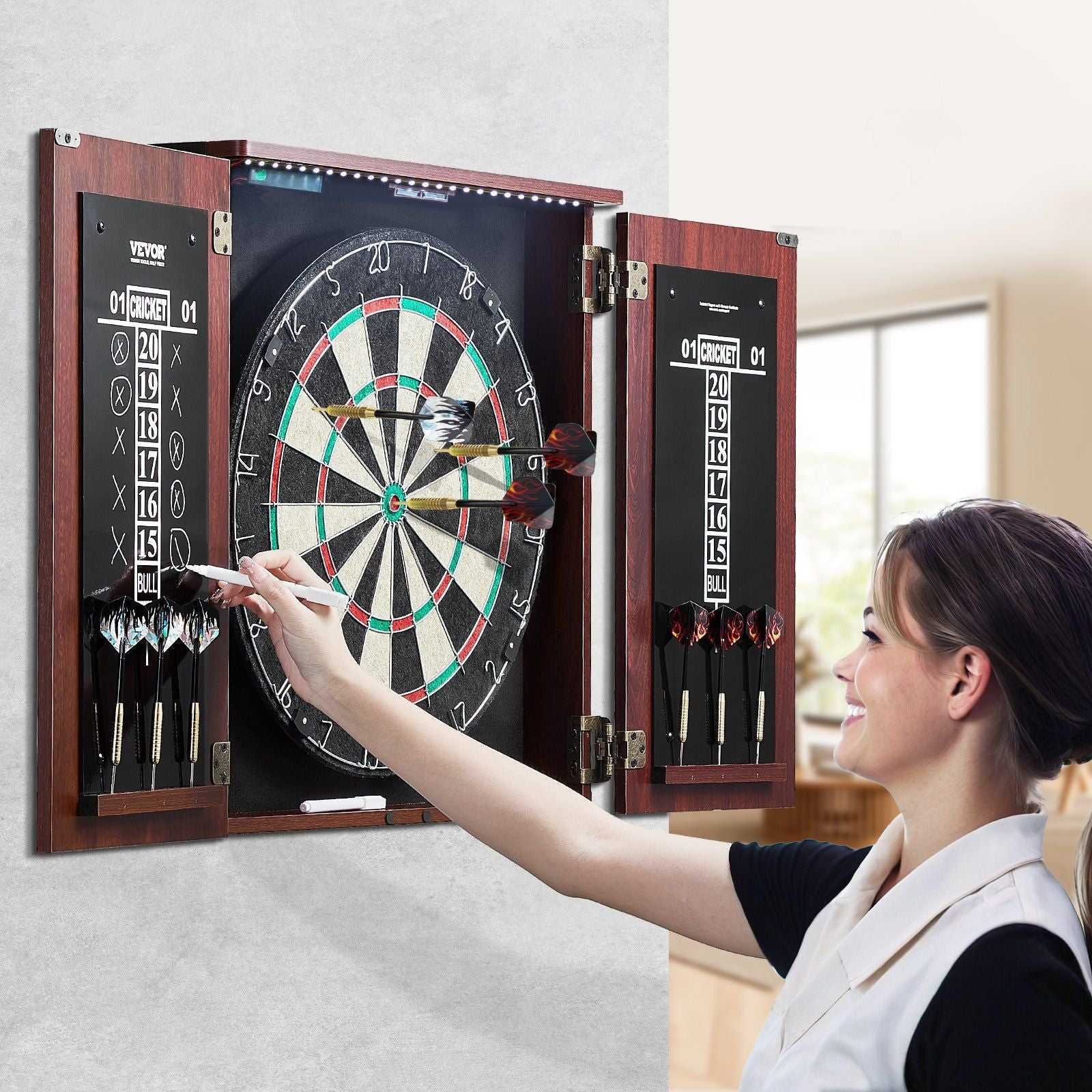 Official Size Dartboard & Cabinet Set - Image 8