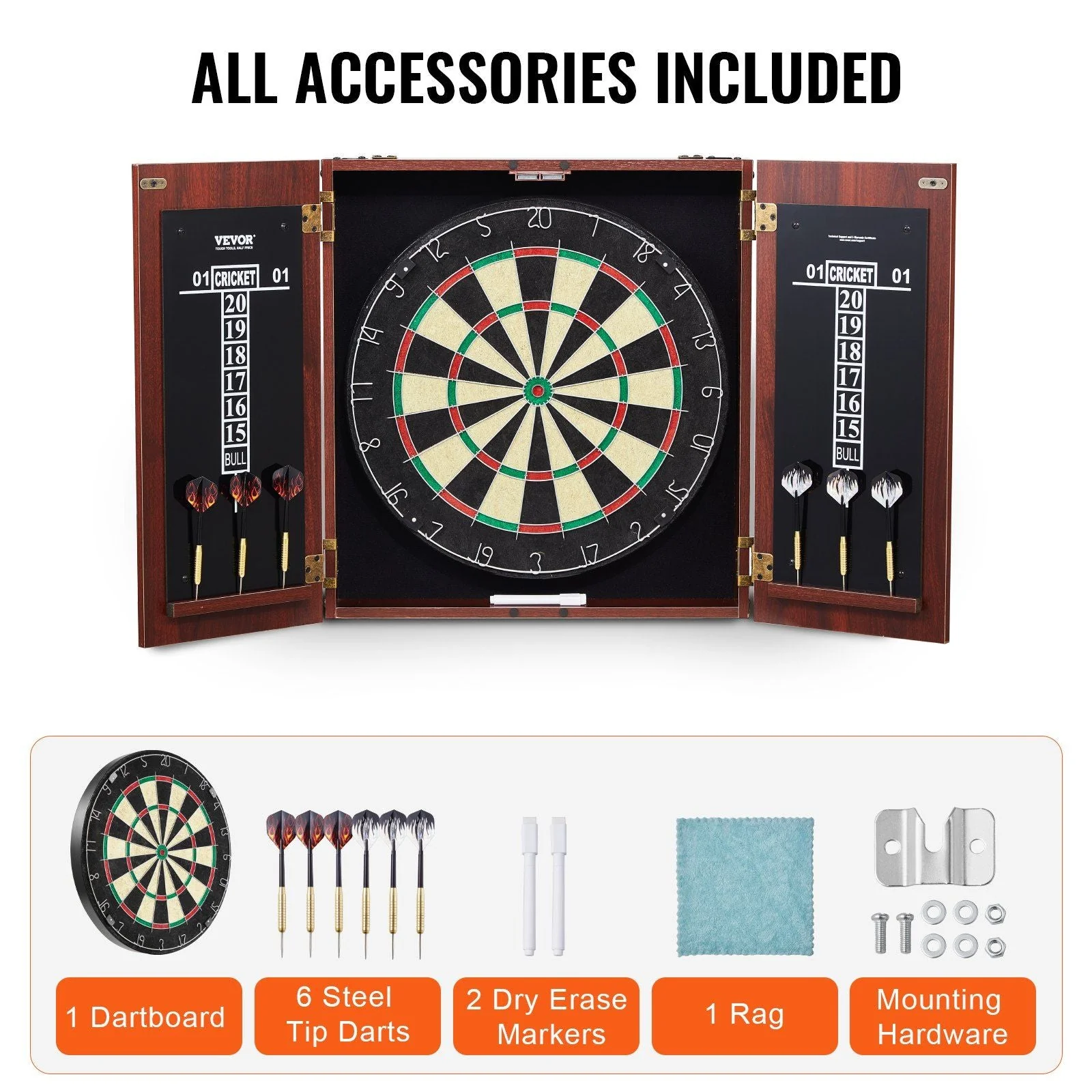 Dartboard and Cabinet Set Official Size Complete dart board Accessory Steel Tip Dart - Image 6