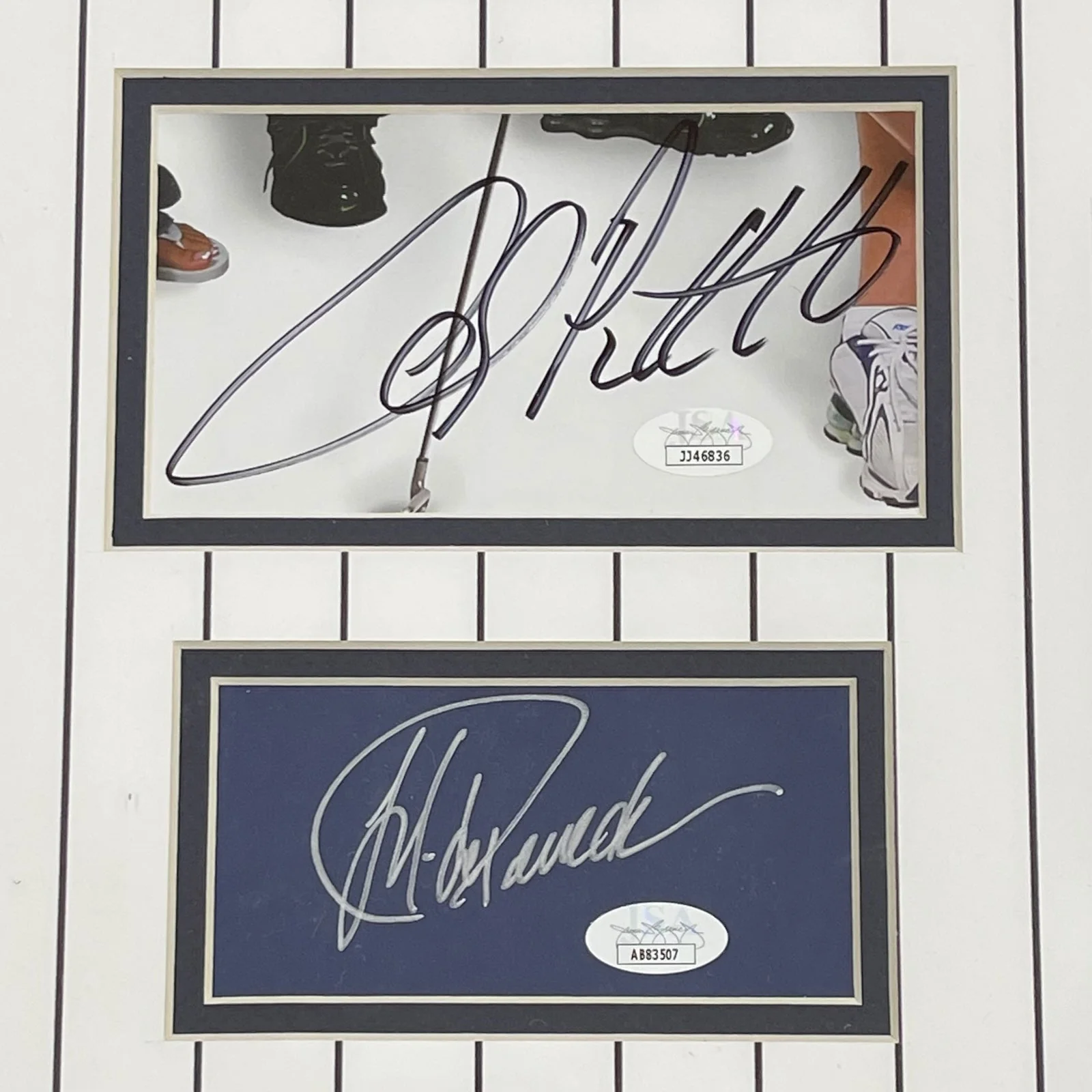 Derek Jeter, Andy Pettitte, Jorge Posada & Mariano Rivera Autographed New York Yankees Deluxe Framed Cut Piece with Patches - Image 3
