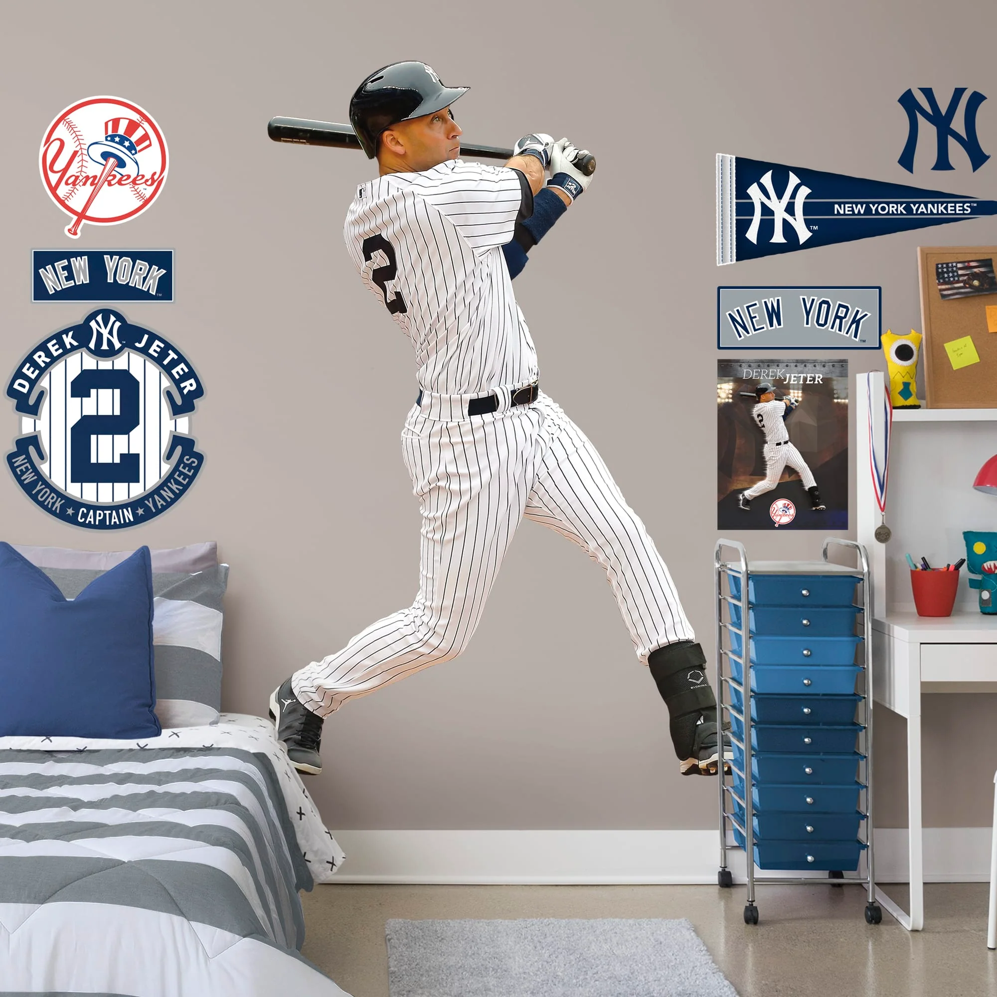 New York Yankees Derek Jeter Reusable Vinyl Wall Decals