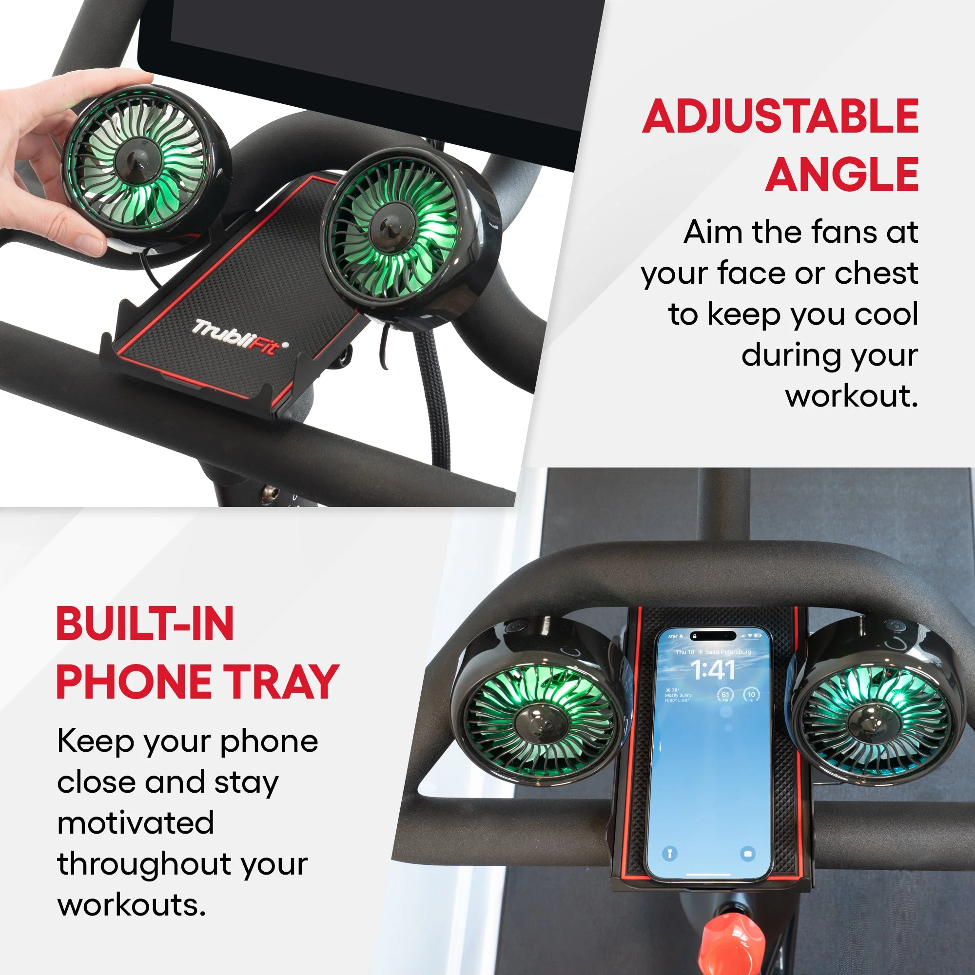 Dual Fans with Phone Tray for the Peloton Bikes - Image 5