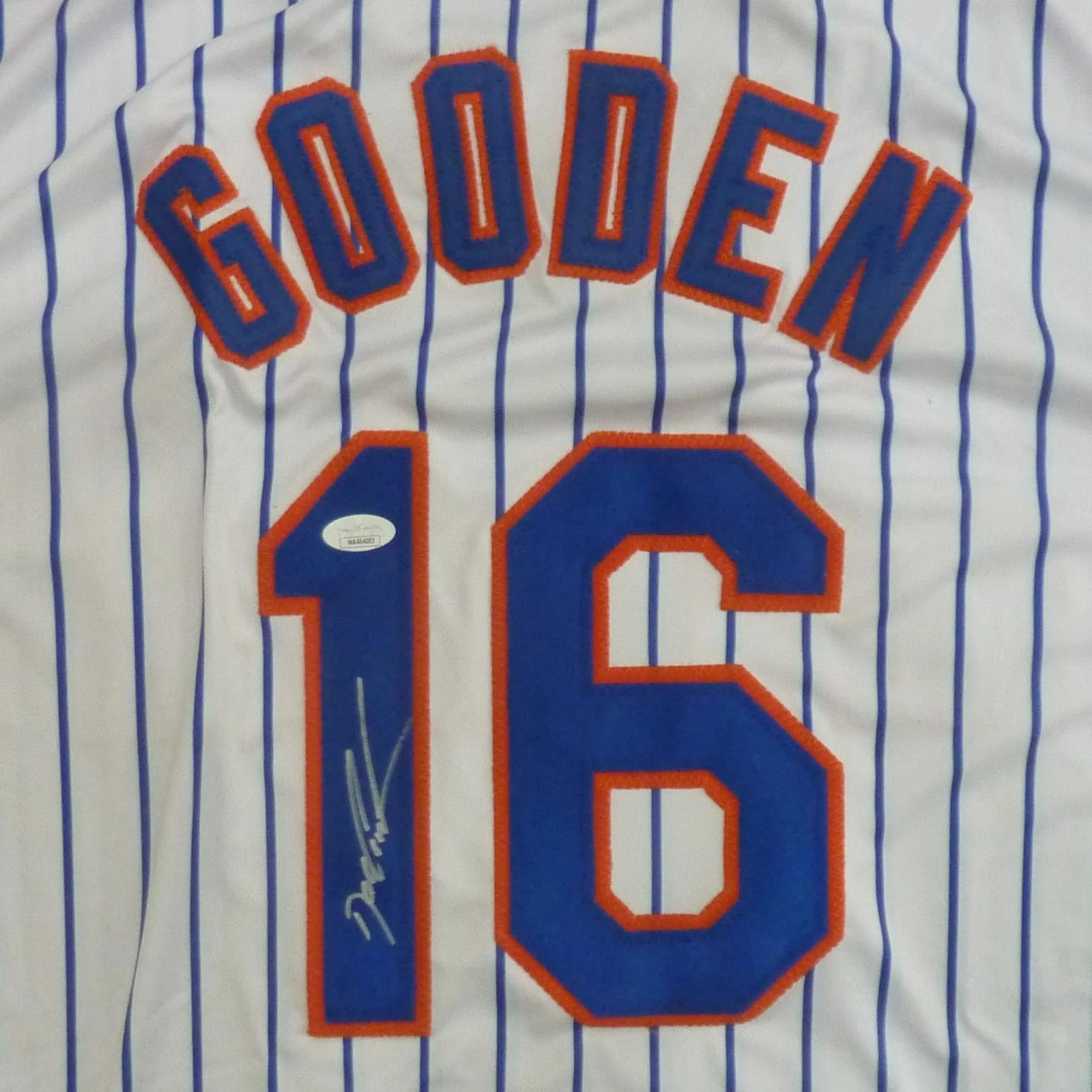Autographed Dwight Gooden New York Mets (Pinstripe #16) Custom Jersey - Image 2
