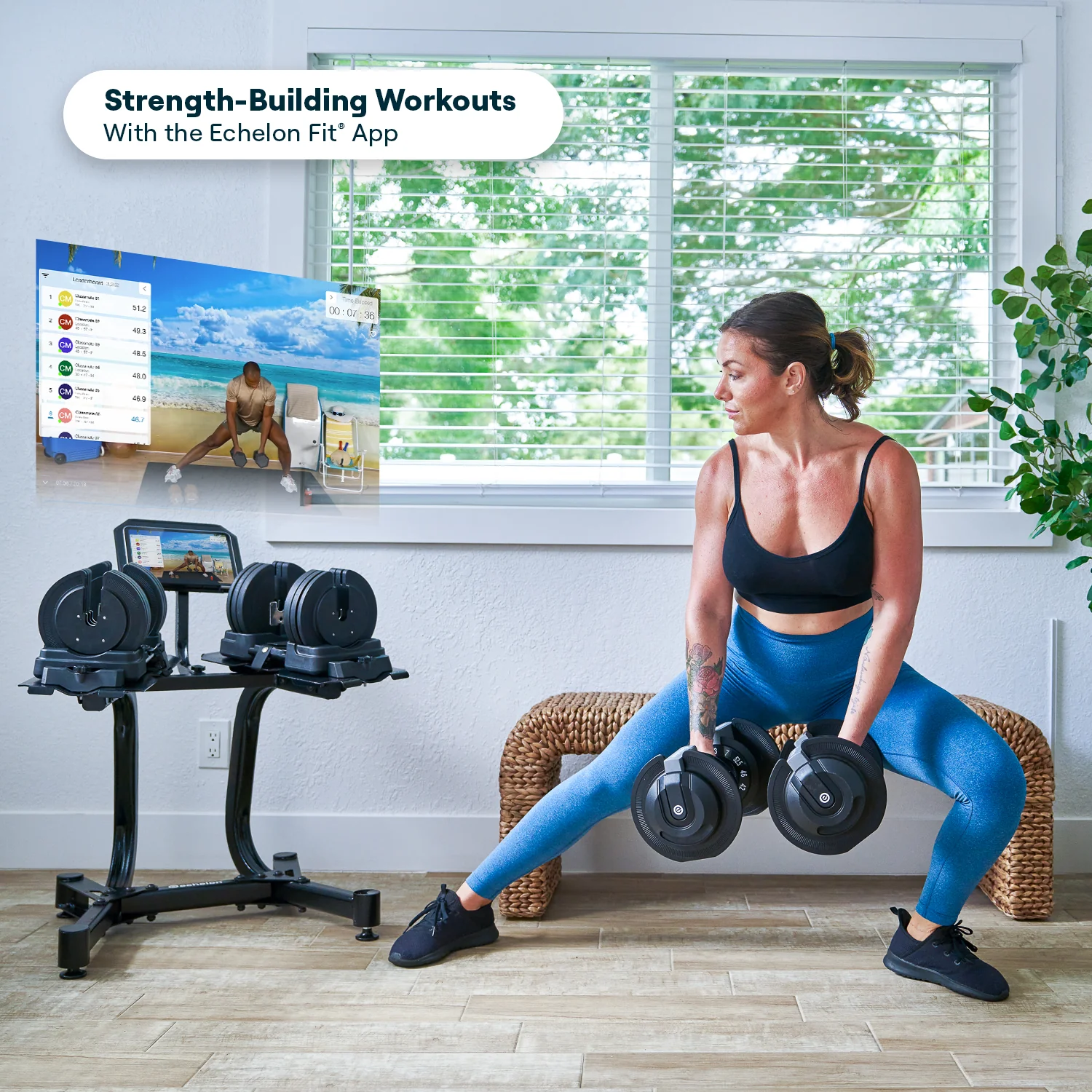 Echelon Strength Adjustable Dumbbells 752 with Stand - Image 4