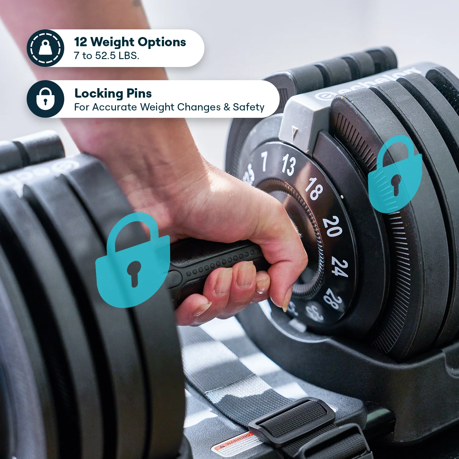 Echelon Strength Adjustable Dumbbells 752 with Stand - Image 6
