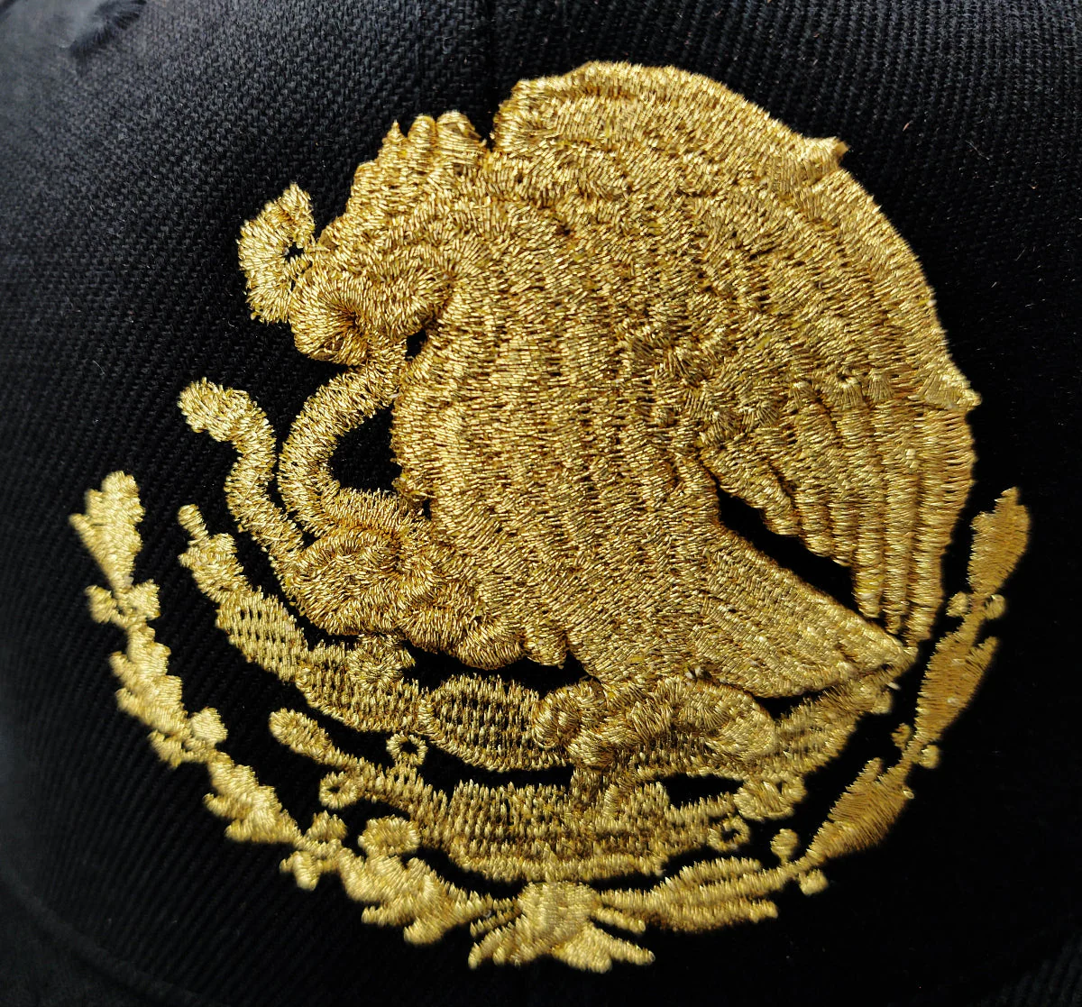 Embroidered Snapback Mexico Shield Black & Gold Hat - Image 3