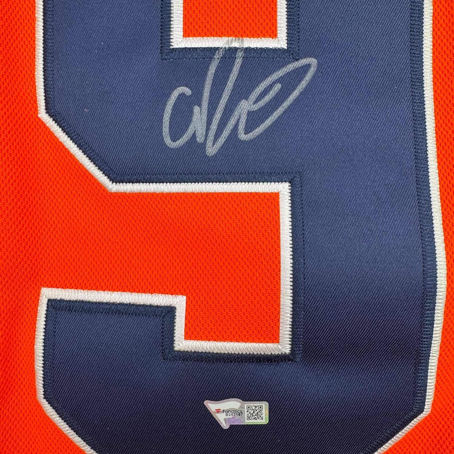Framed Autographed/Signed Connor McDavid 35x39 Edmonton Oilers Authentic Orange Hockey Jersey Fanatics COA - Image 2