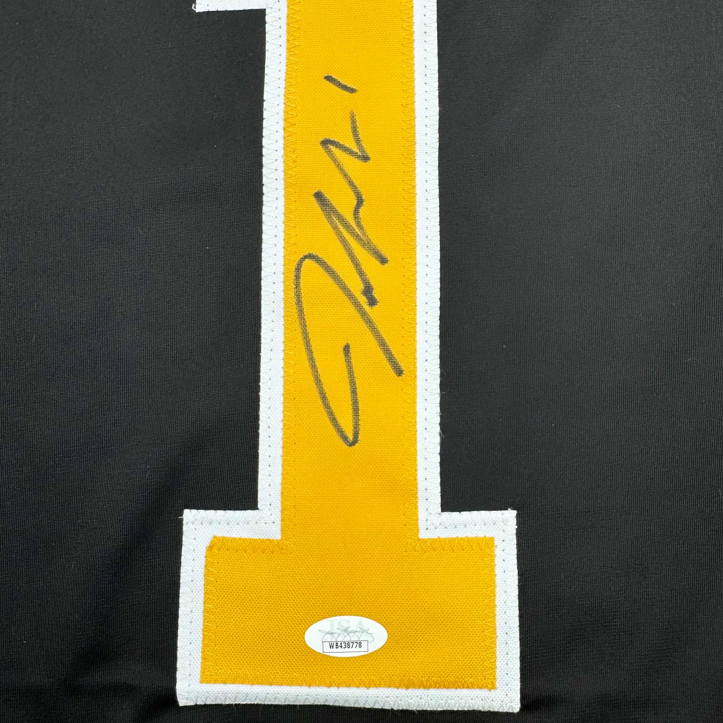Framed Autographed/Signed Jeremy Swayman 35x39 Boston Black Hockey Jersey JSA COA - Image 2