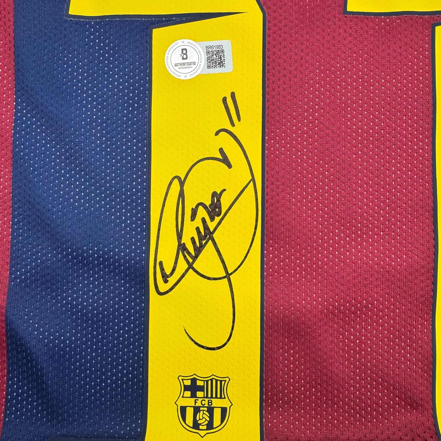 Framed Autographed/Signed Neymar Jr 35x39 FC Barcelona Blue Soccer Jersey Beckett BAS COA - Image 2