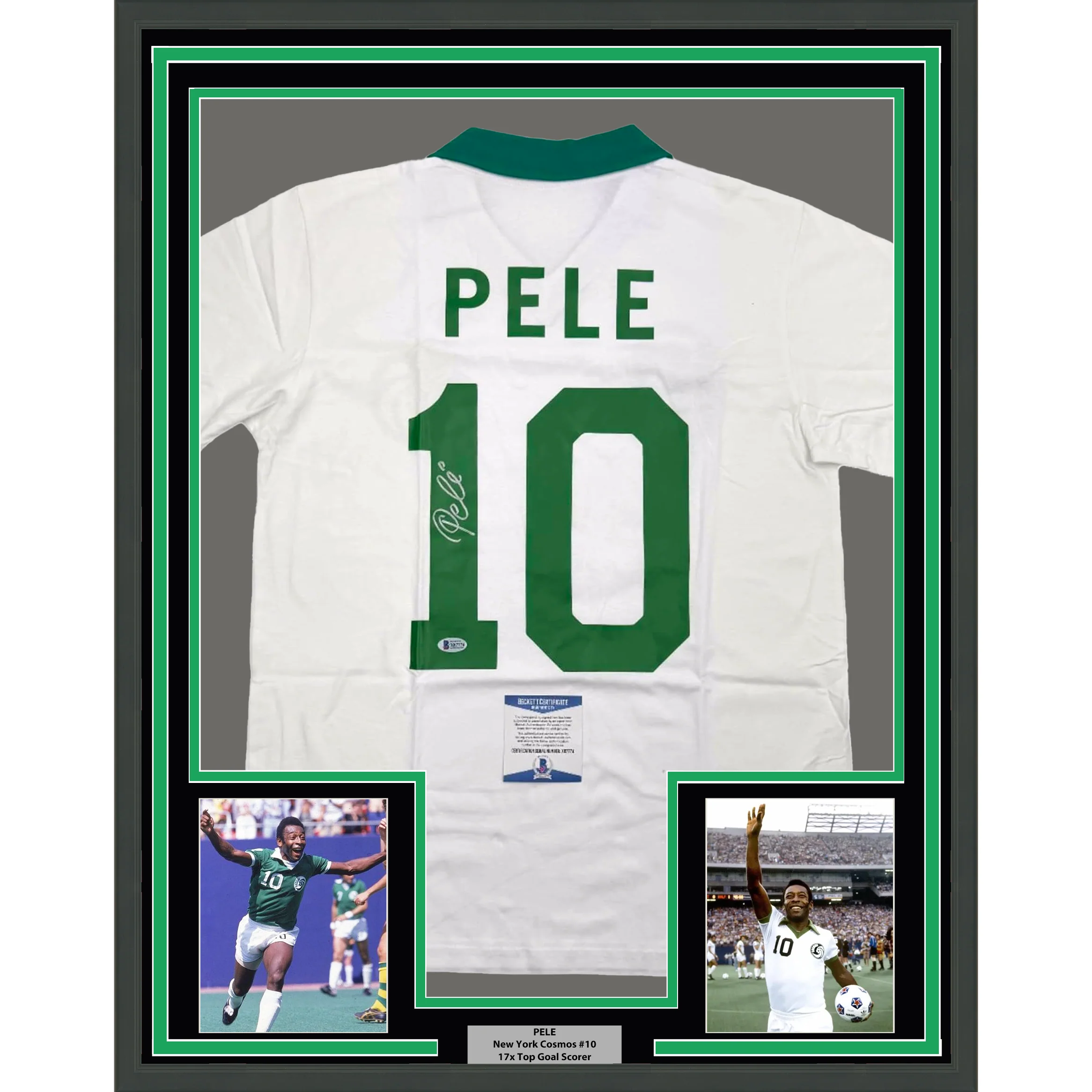 Autographed Pelé 35x39 New York Cosmos White Soccer Futbol Framed Jersey