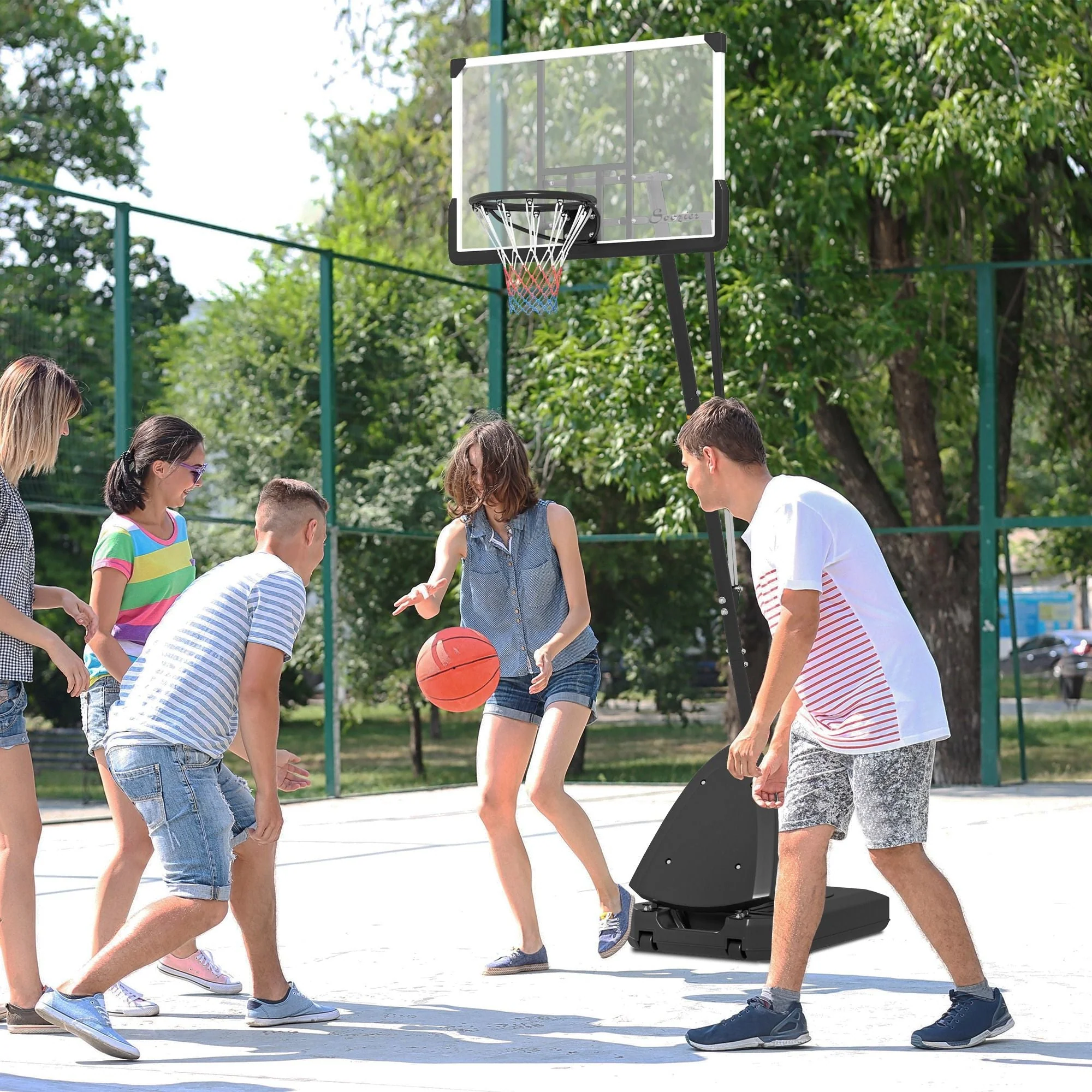 Freestanding Adjustable Basketball Hoop with 44" Shatterproof Backboard & Wheels - Image 10