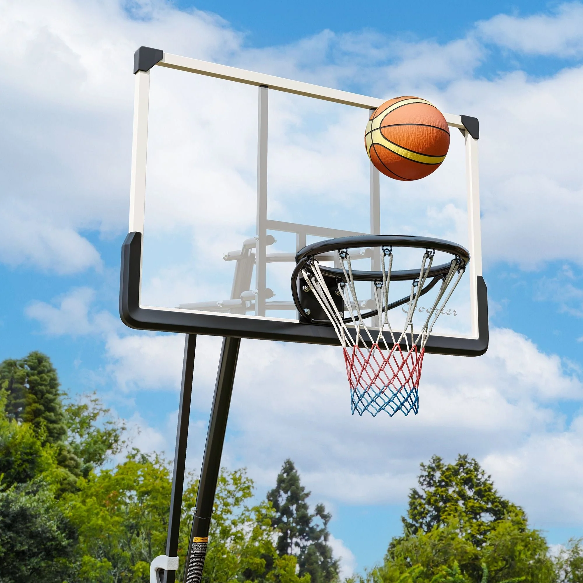 Freestanding Adjustable Basketball Hoop with 44" Shatterproof Backboard & Wheels - Image 9