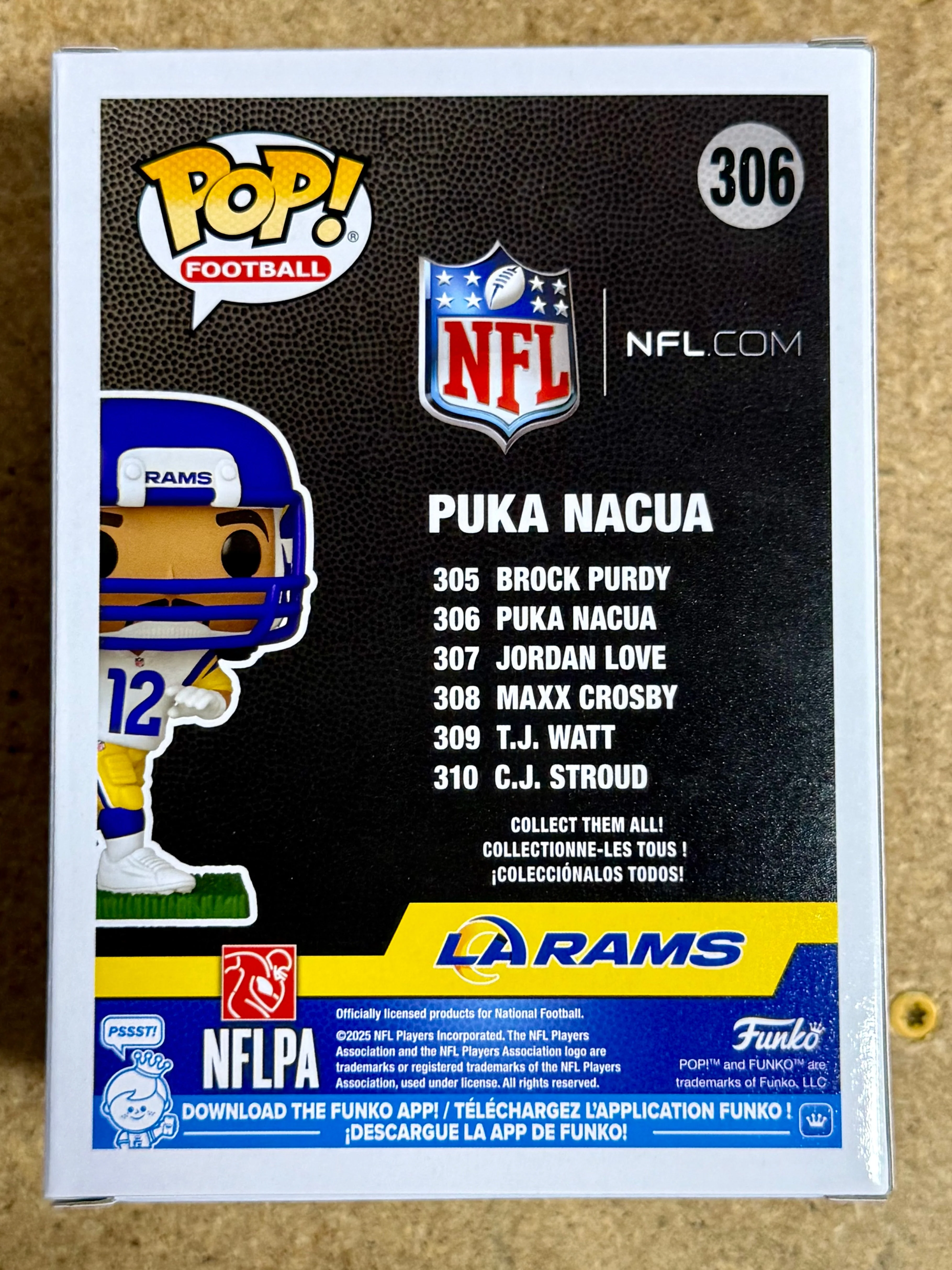 Funko POP! Football Puka Nacua #306 NFL Los Angeles Rams 2025 BYU Washington State - Image 3