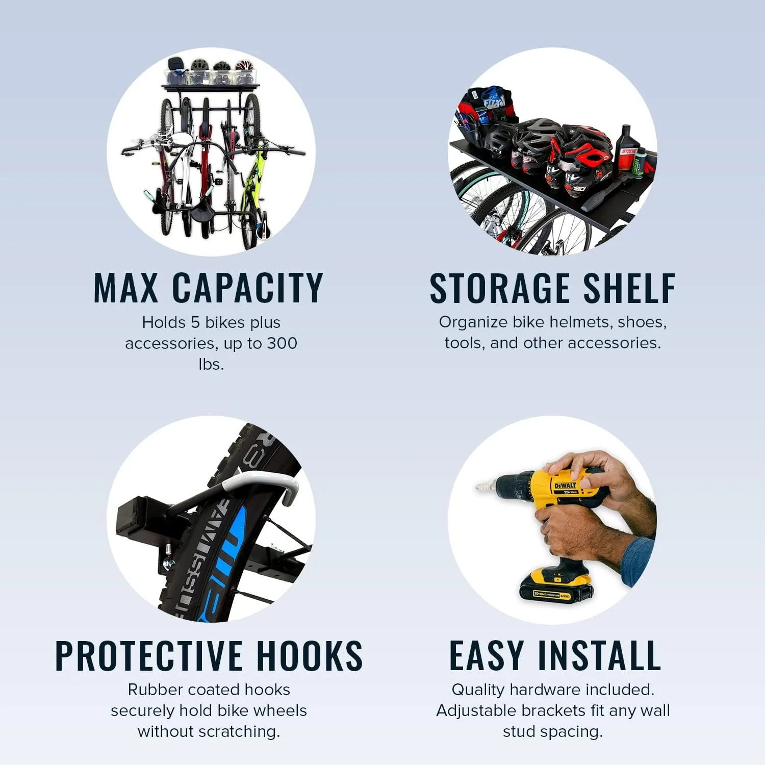 G-Bike Solid Shelf Wall Storage System | Holds 5 Bikes - Image 4