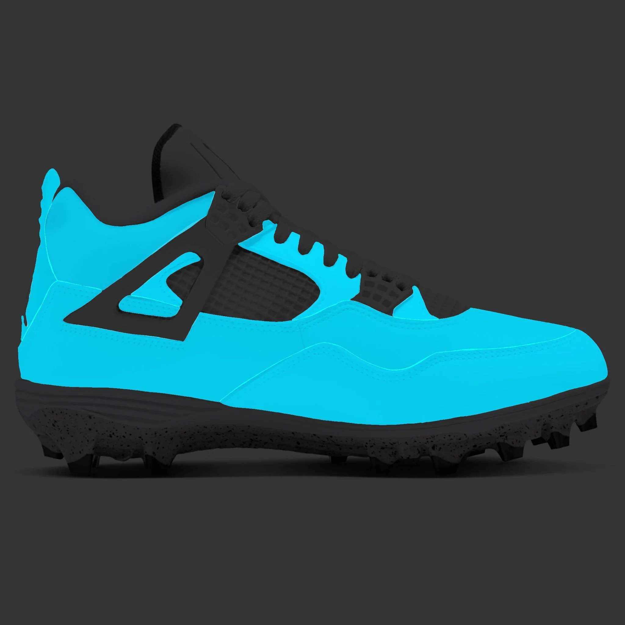 "Glow Up Blue" Jordan 4 Retro TD Football Cleats - Image 2