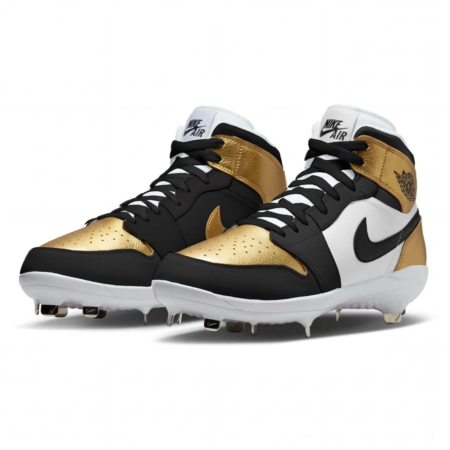 "Gold Toe" Jordan 1 Retro Cleats - Image 2