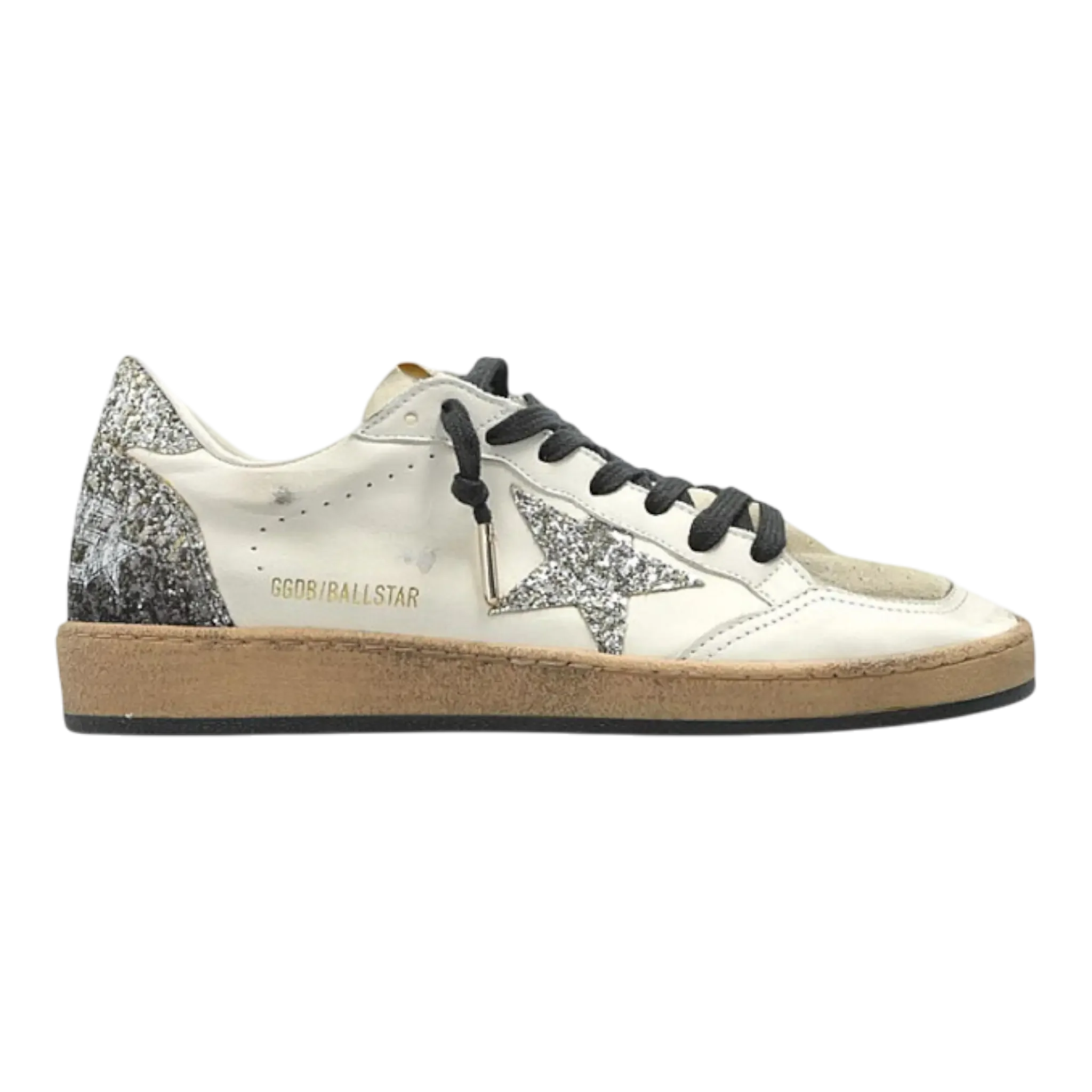 Golden Goose Ball Star Women White Silver Glitter Sneakers