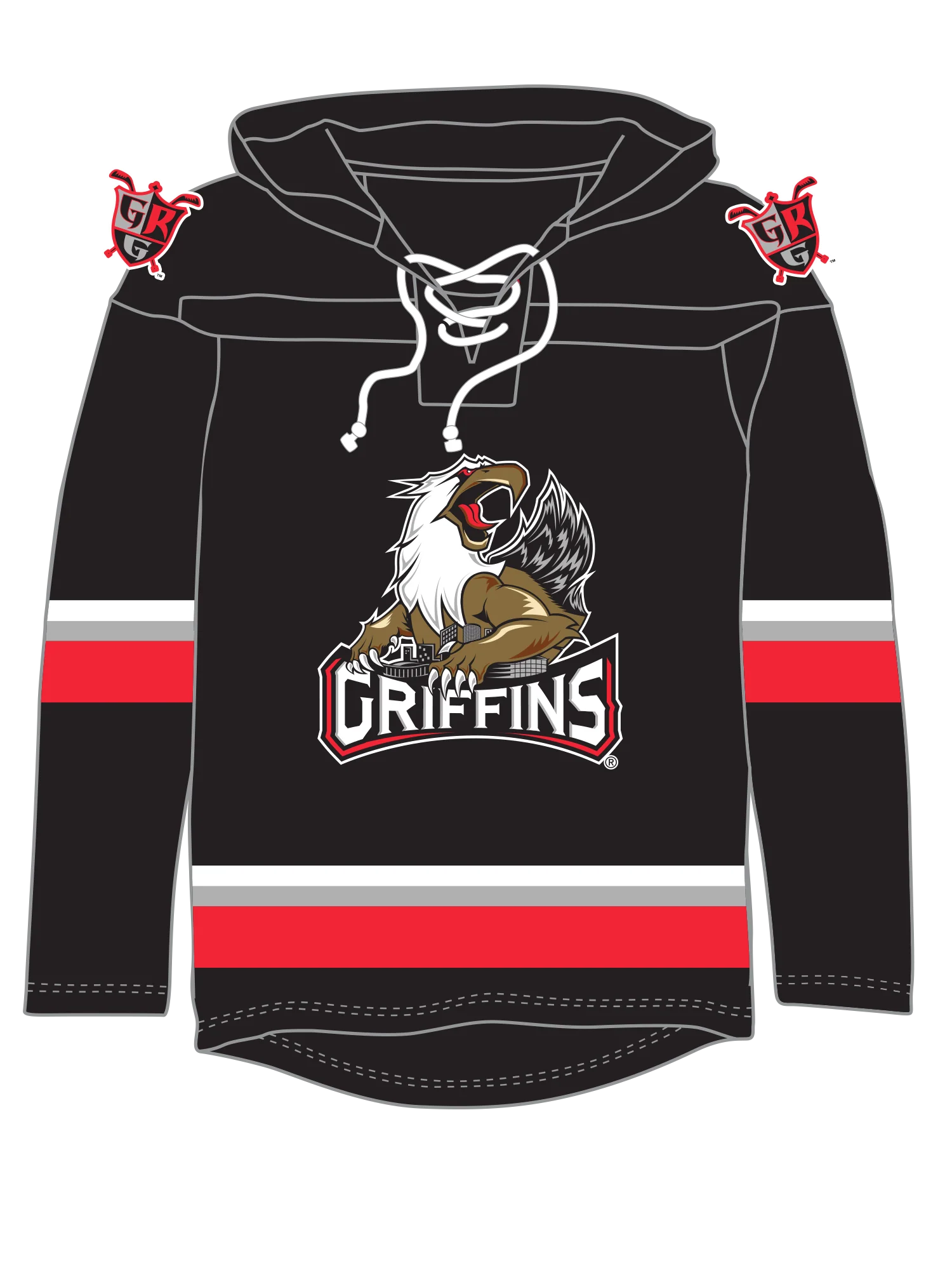 Grand Rapids Griffins AHL Hockey Embroidered Lace Hoodie - Image 5