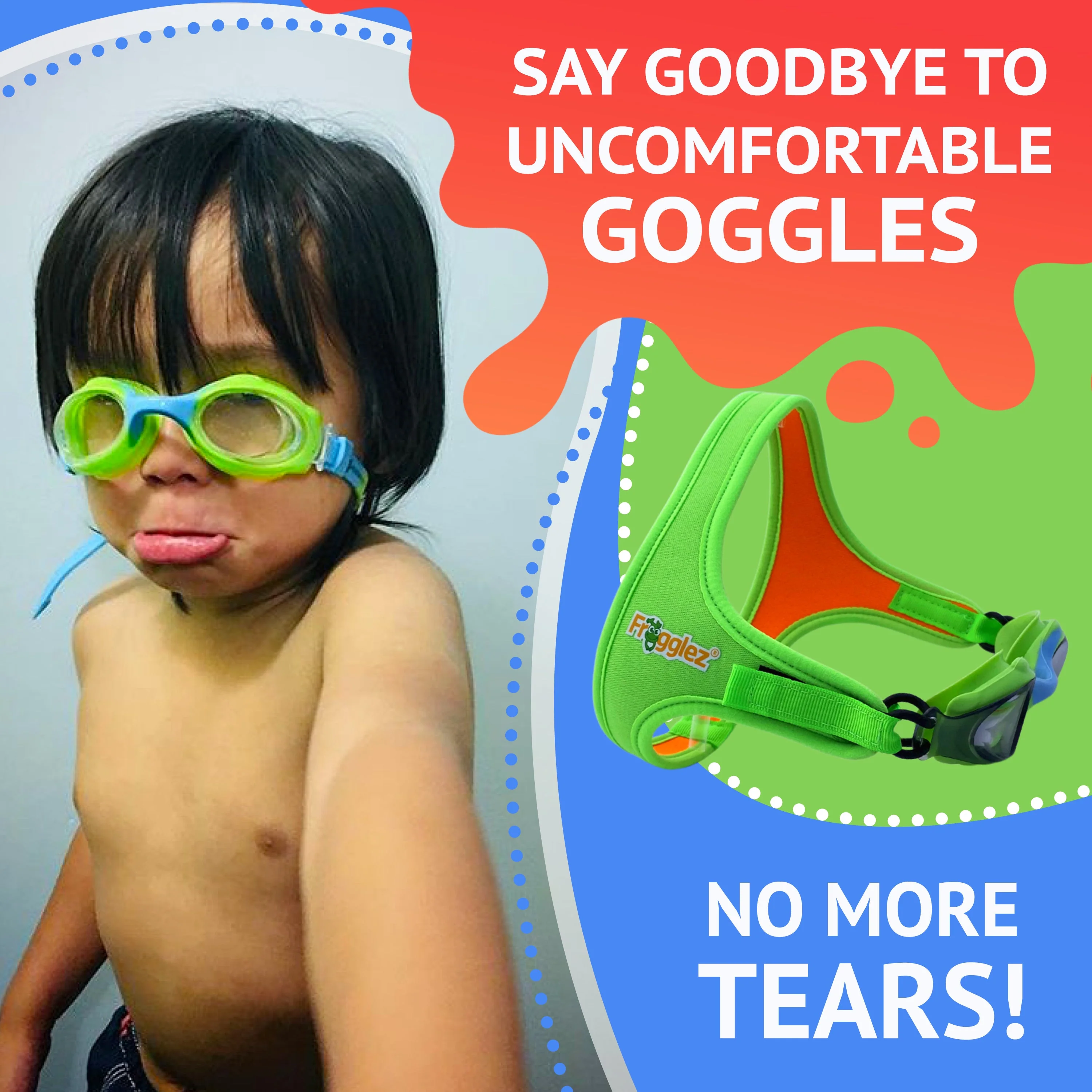 Green Solid Kids Swim Goggles - Image 2