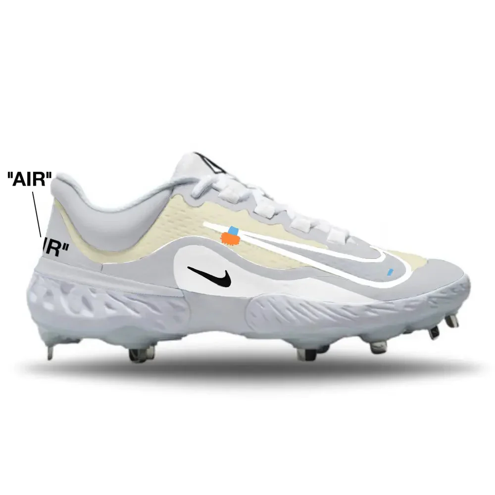 "Grey Smoke OW" Nike Alpha Huarache Elite 4 Low Cleats - Image 2