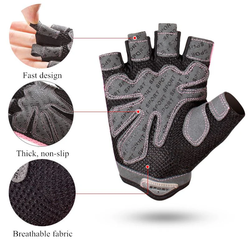 Gym Gloves, Women Yoga Weightlifting gloves   Breathable Half Finger Anti-Slip Pad Bicycle Cycling Glove Sport Exercise Equipment - Image 3
