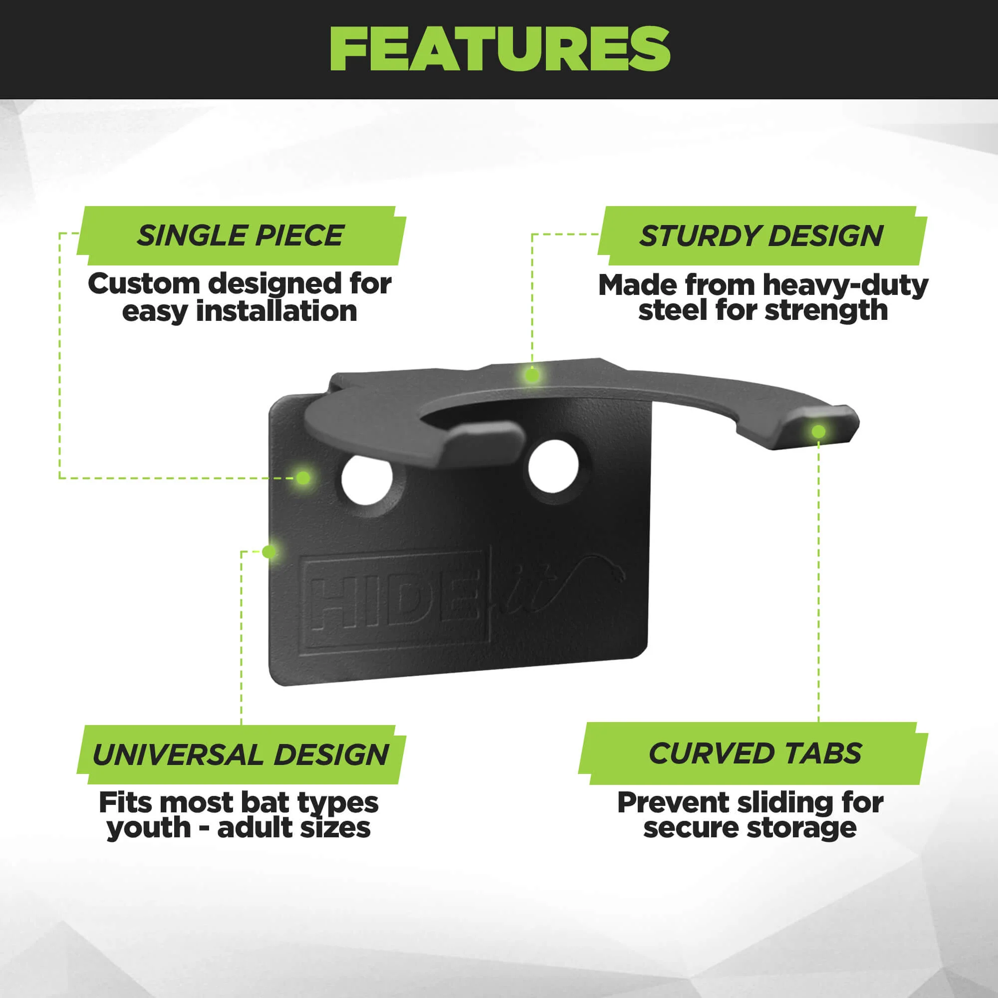 HIDEit Vertical Baseball Bat Mount - Image 4