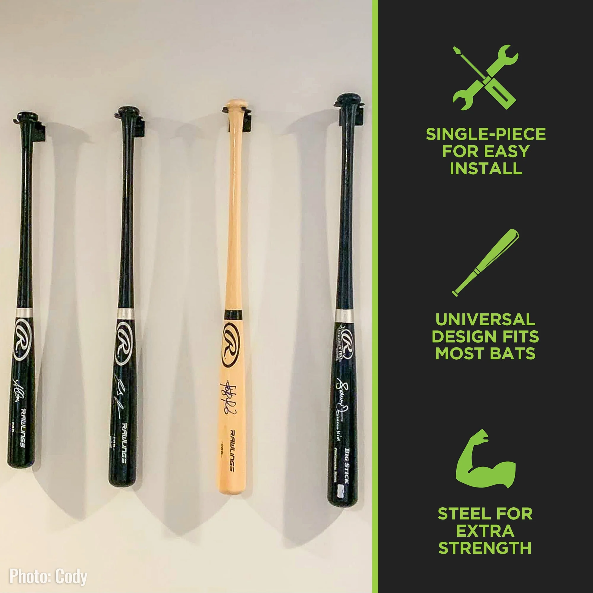 HIDEit Vertical Baseball Bat Mount - Image 5