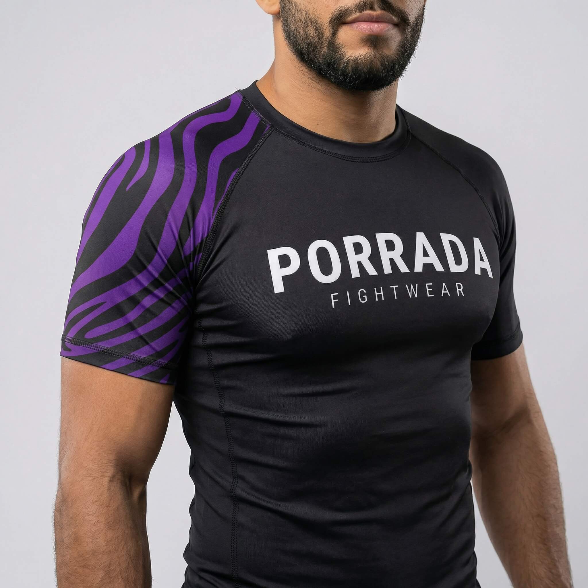 IBJJF Purple Ranked Short Sleeve Rash Guard - Image 3