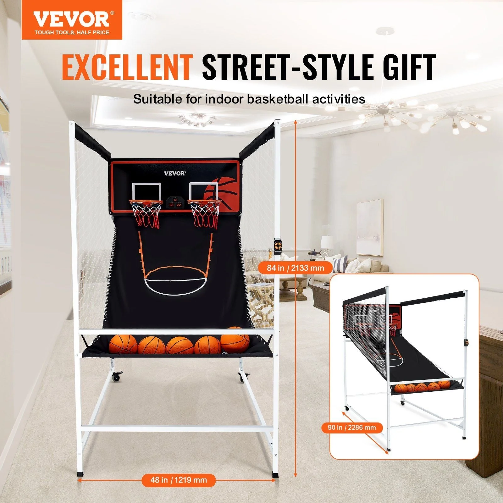Interactive Dual Player Arcade Basketball Challenge - Home Game with Scoreboard & 8 Modes - Image 2