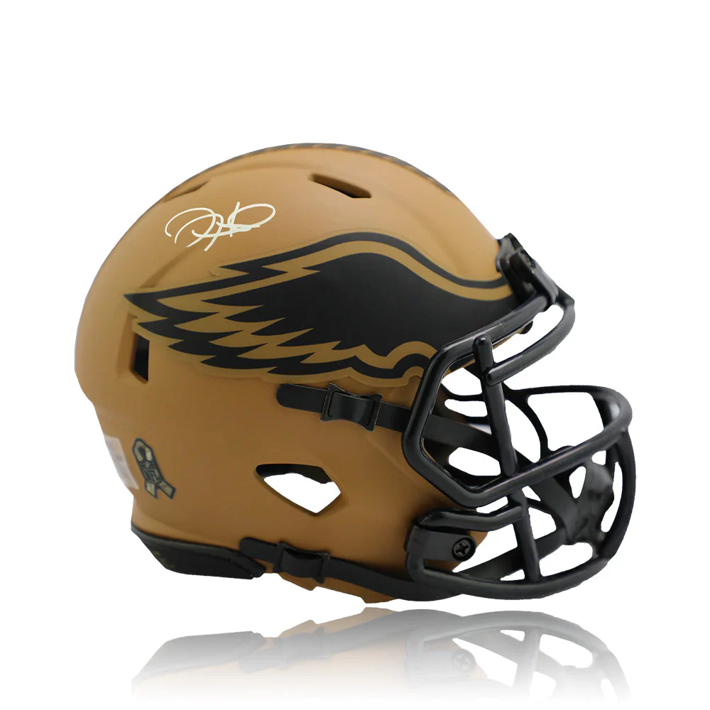 Autographed Philadelphia Eagles Jalen Hurts Full-Size 2023 Salute to Service Speed Helmet