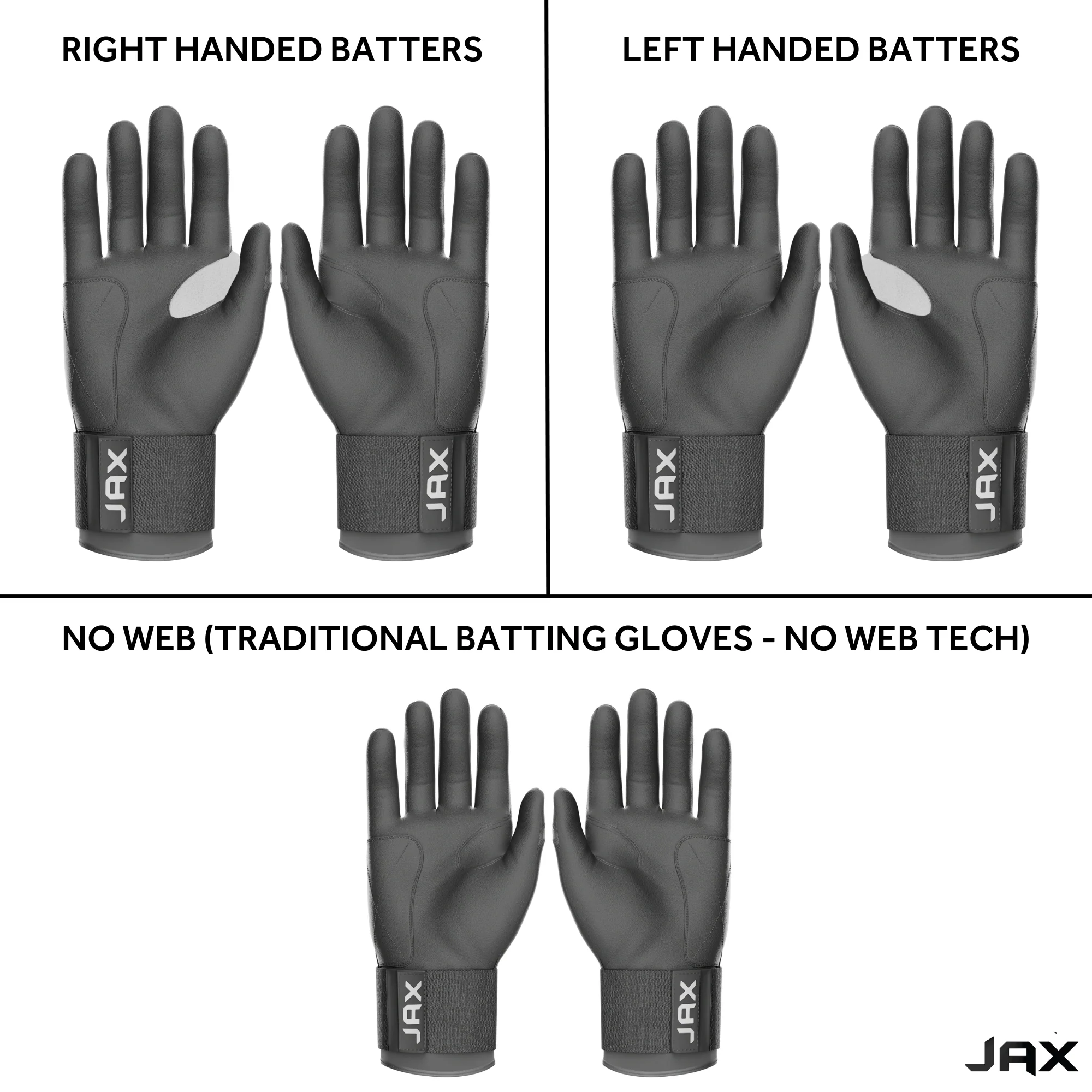 Jax Batting Gloves | Cool Grey | Strap Cuff - Image 6