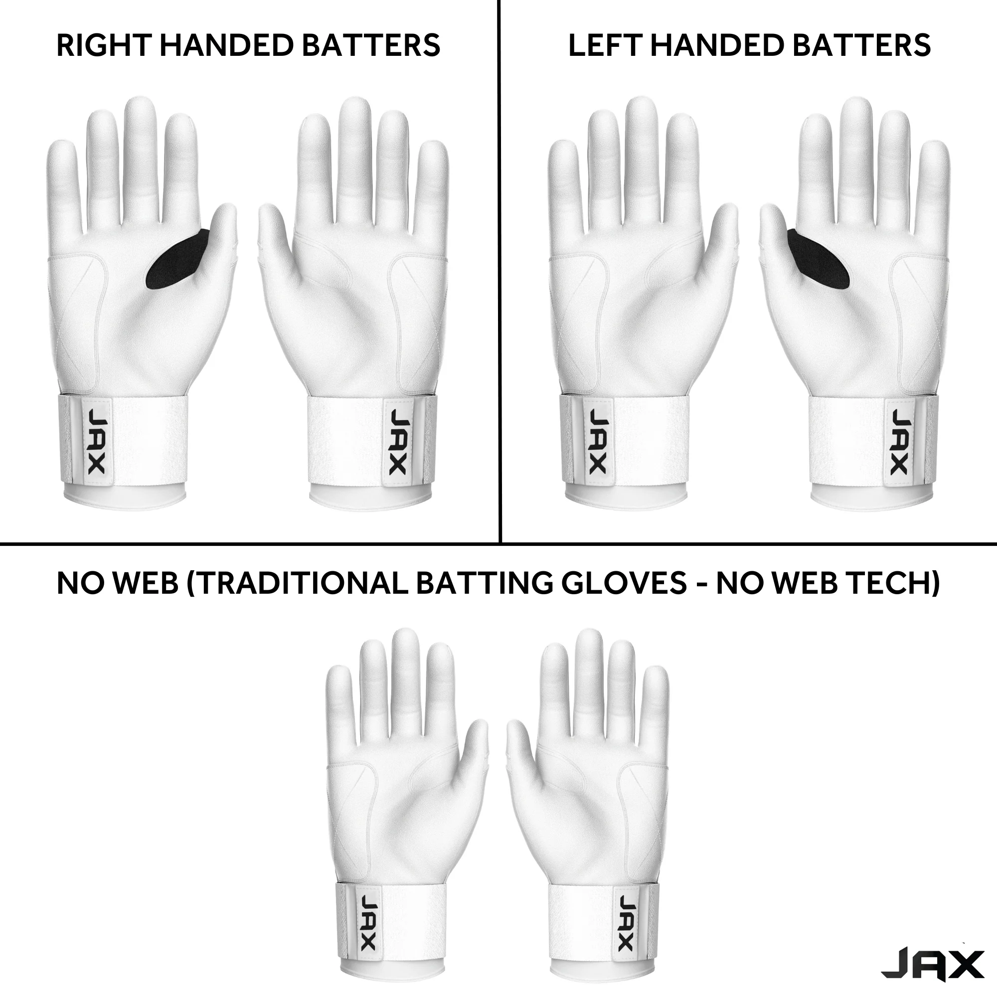 Jax Batting Gloves | Platinum White | Strap Cuff - Image 6