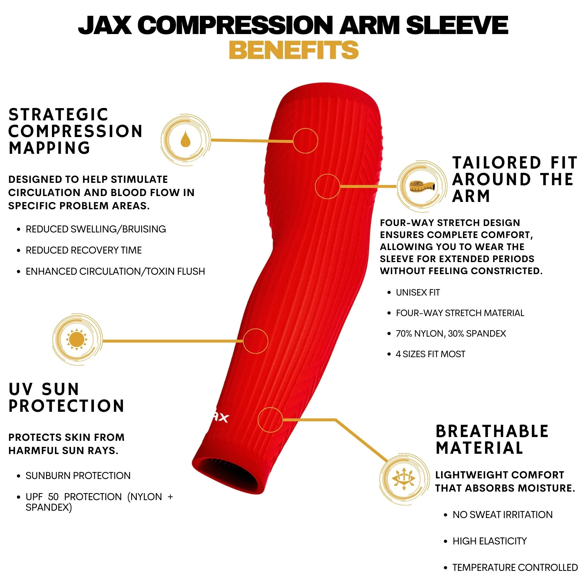 Jax Restore Recovery Premium Red Arm Sleeve - Image 4