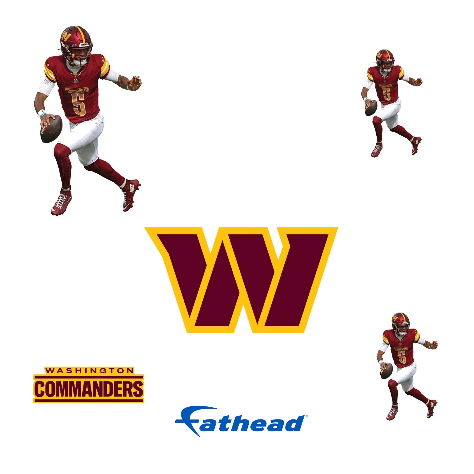 Washington Commanders Jayden Daniels 5 Minis (Mixed Sizes) Reusable Vinyl Decals - Image 3
