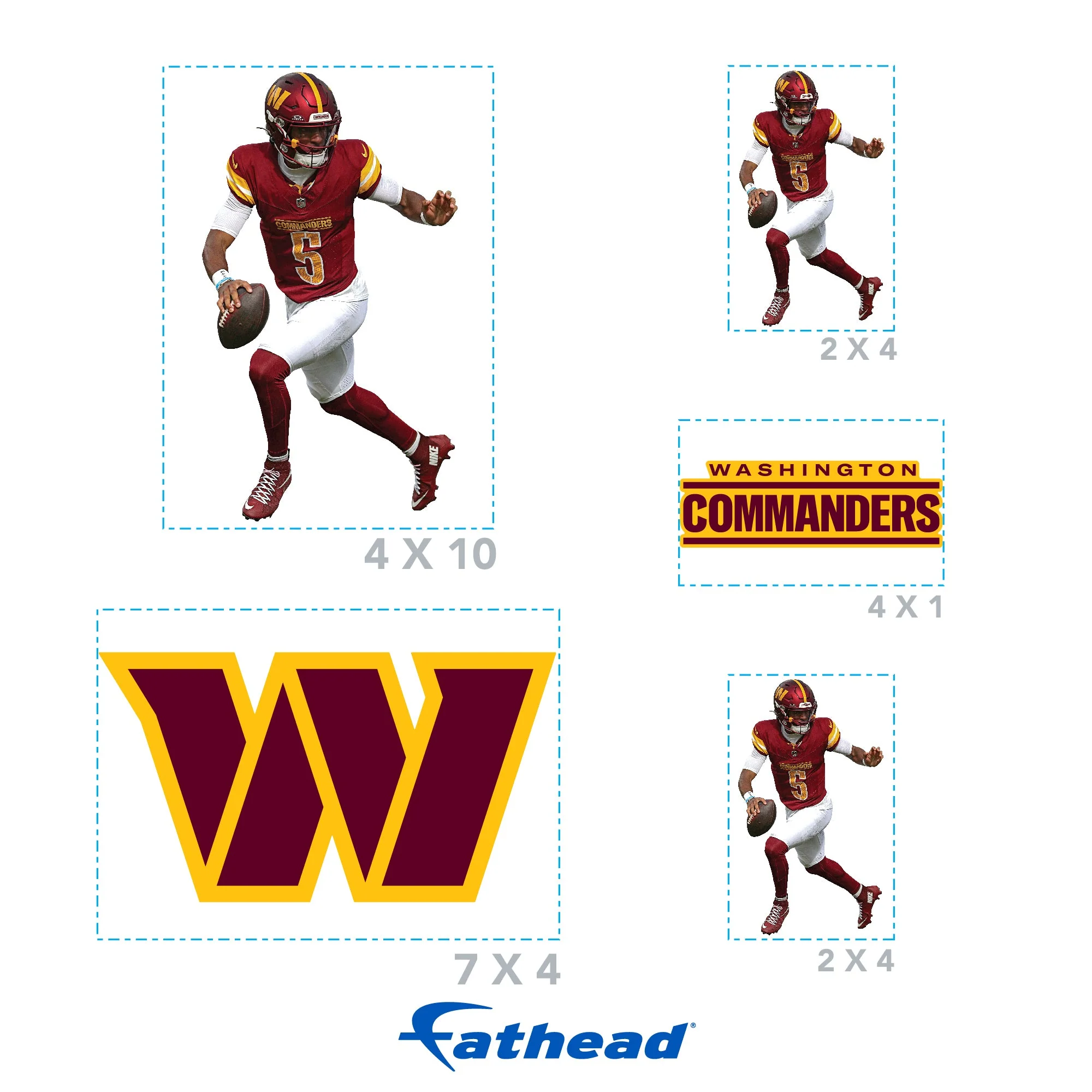 Washington Commanders Jayden Daniels 5 Minis (Mixed Sizes) Reusable Vinyl Decals - Image 4