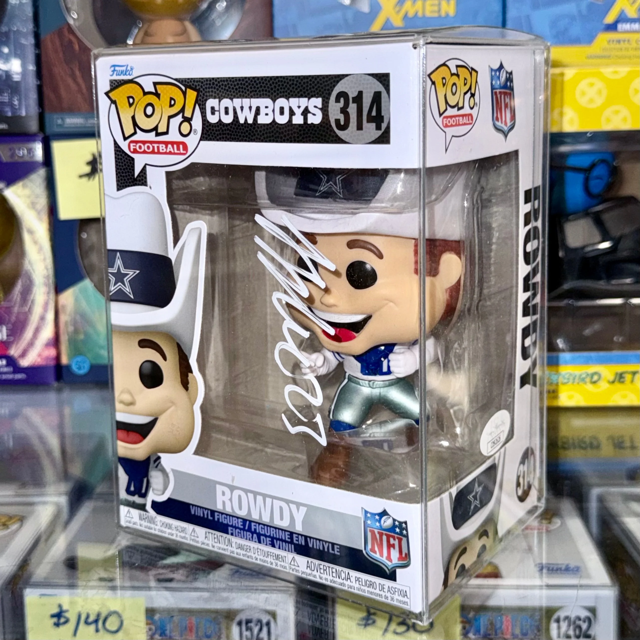 Autographed Jaydon Blue Signed NFL Dallas Cowboys Mascot Rowdy Funko Pop! #314 - Image 9